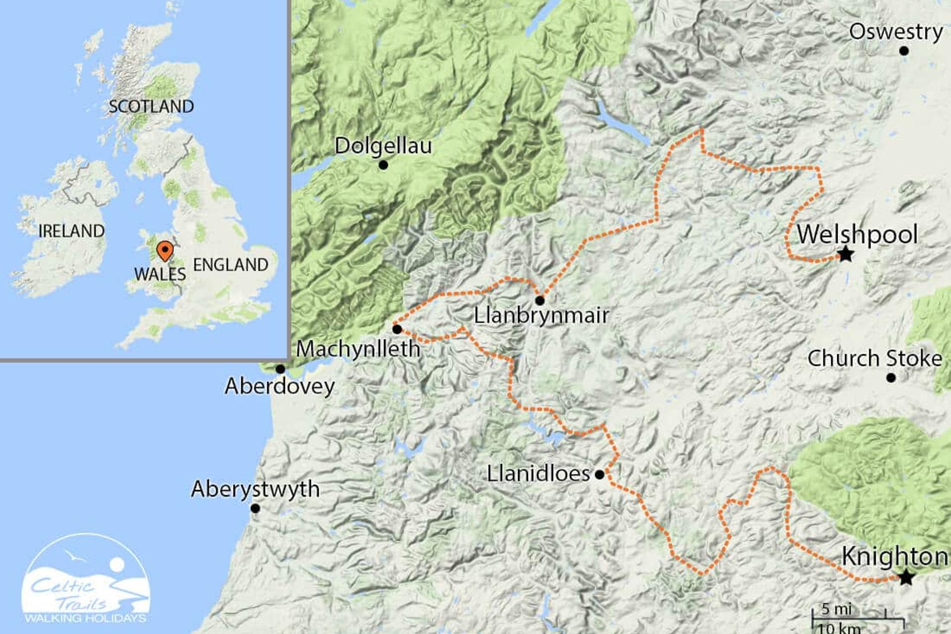 Glyndŵr’s Way walking map