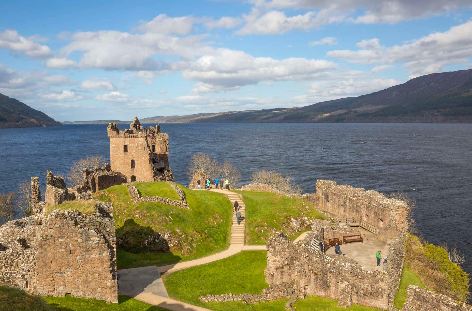 Urquhart Castle commands great views of Loch Ness and can be found beside the village of Drumnadrochit