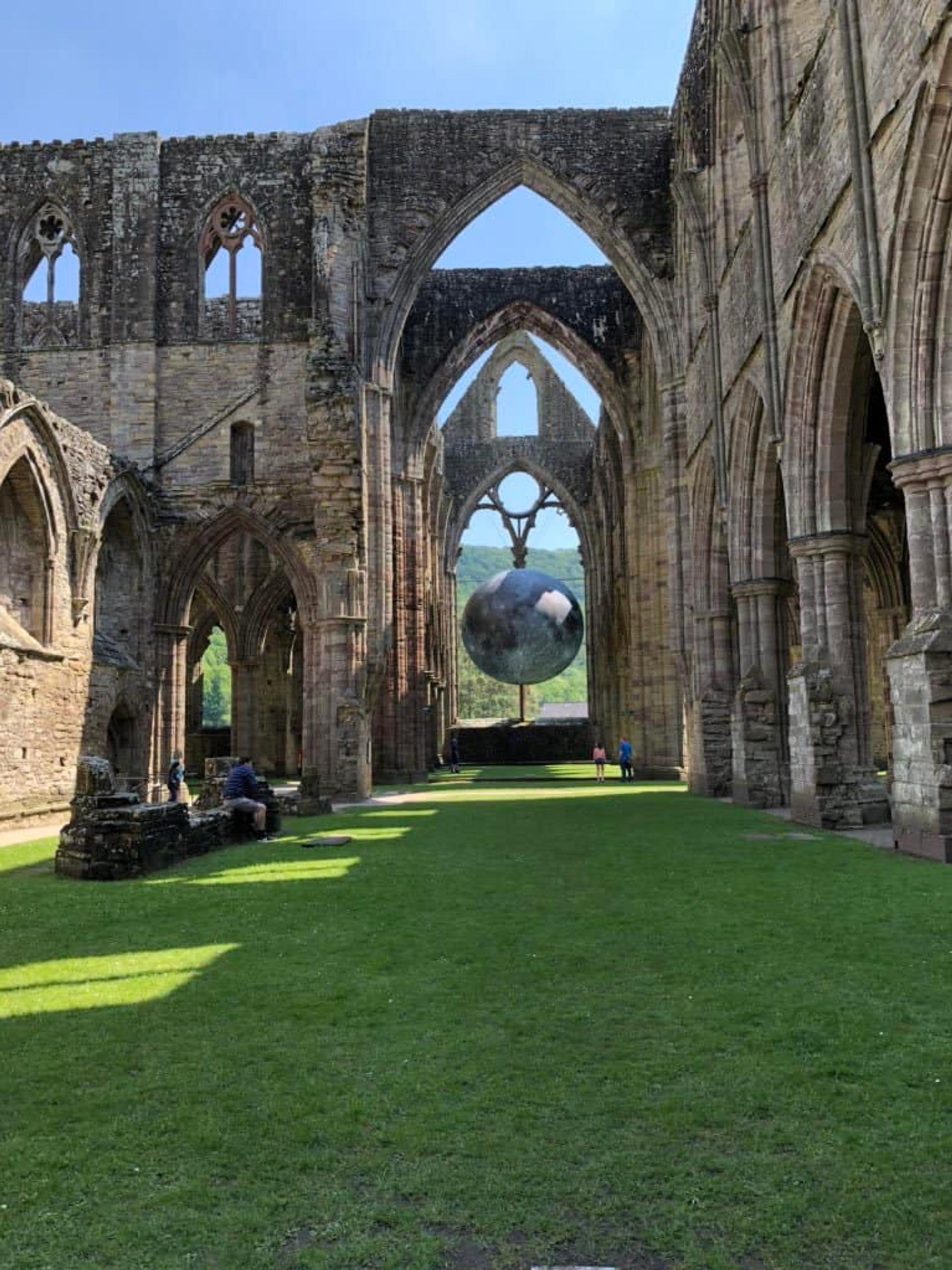 Art installation inside Tintern Abbey in the Wye Valley on the Offa’s Dyke Path walking holiday