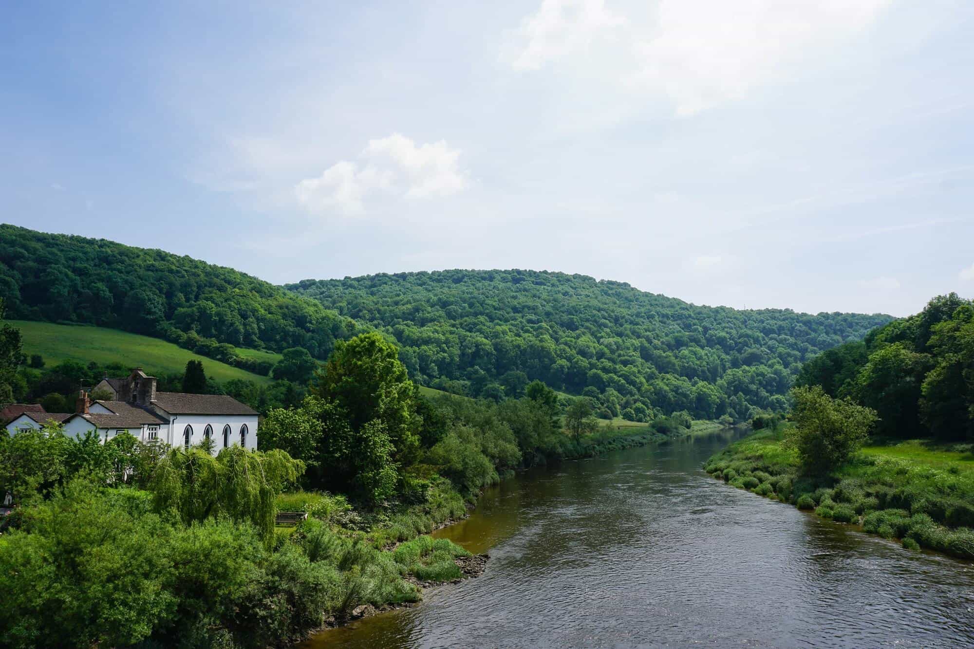 The River Wye near Whitebrook in the Wye Valley on the Offa’s Dyke Path walking holiday