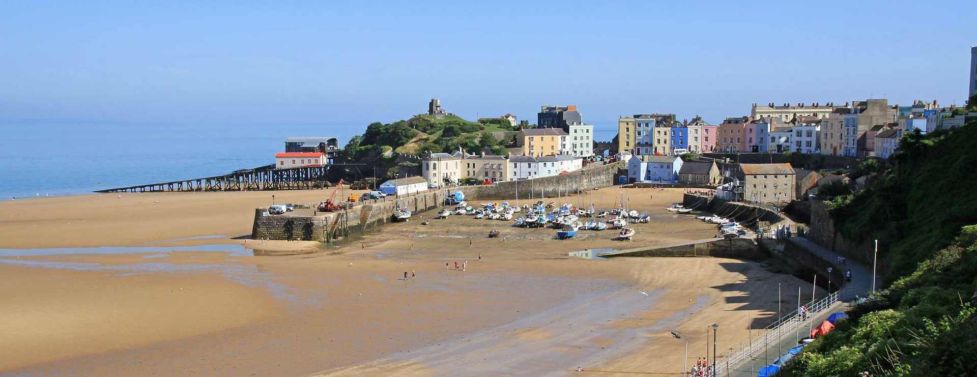 View of Tenby, across Tenby South Beach