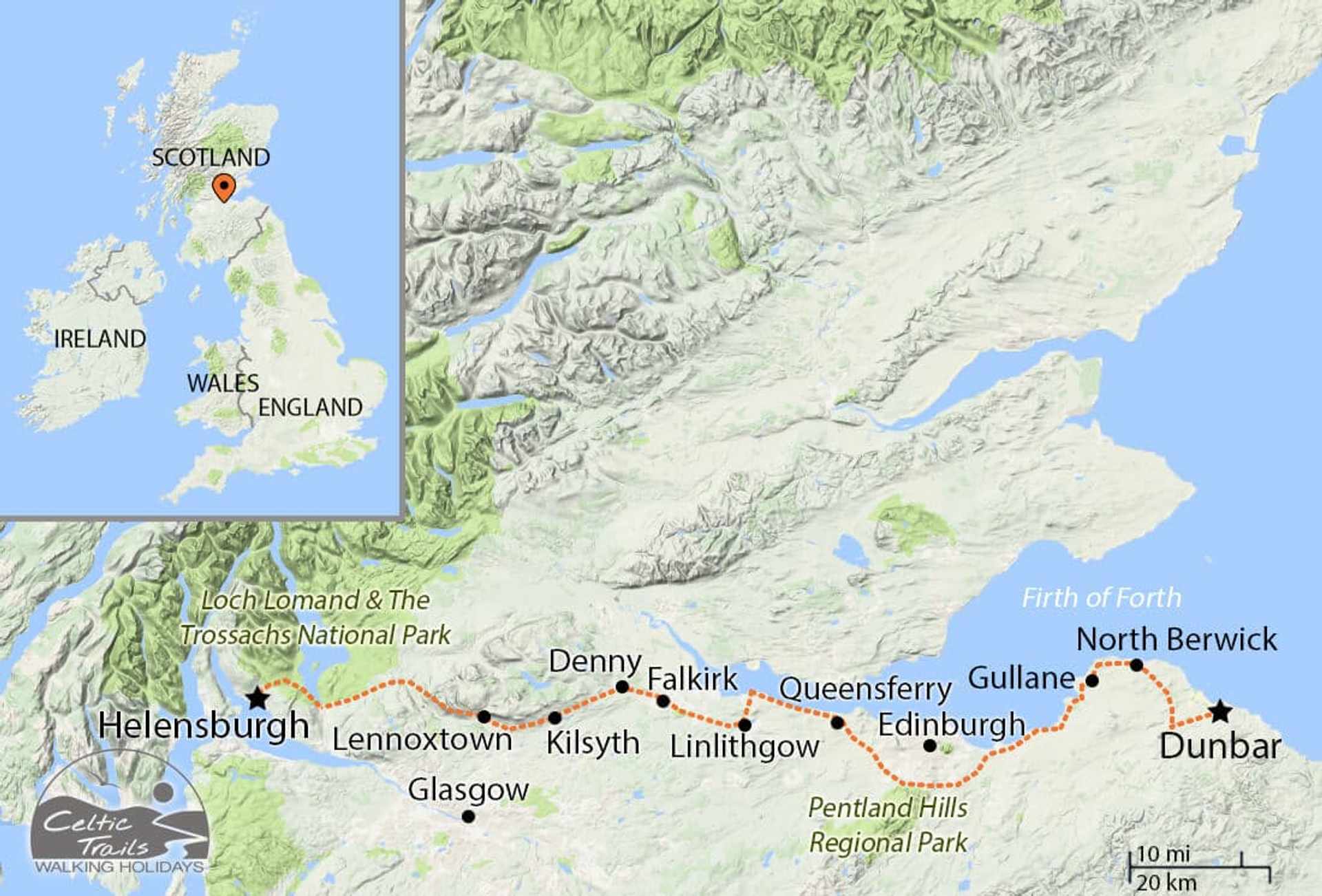 John Muir Way walk map