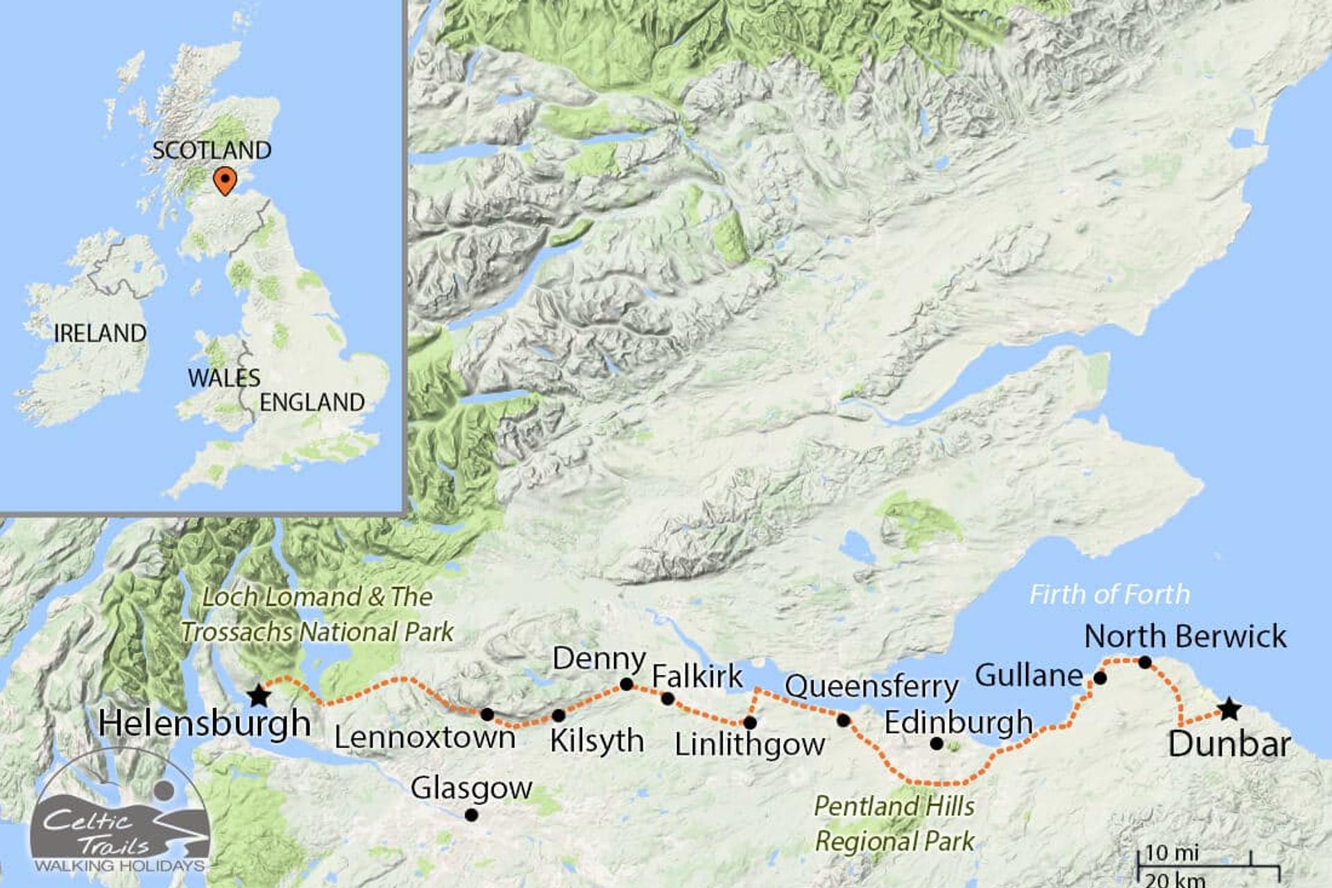John Muir Way walk map