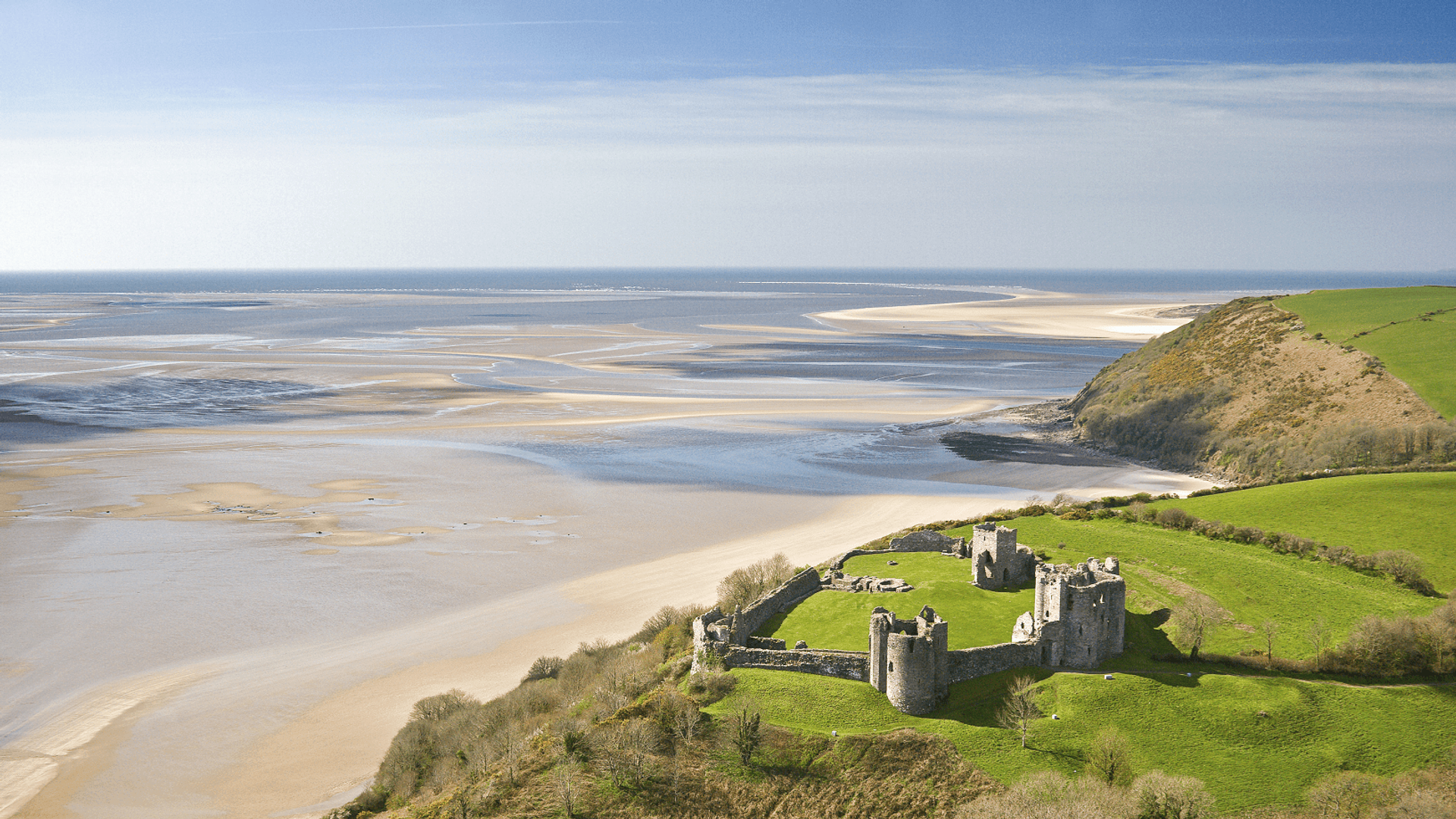 Llansteffan Castle, over the Tywi estuary