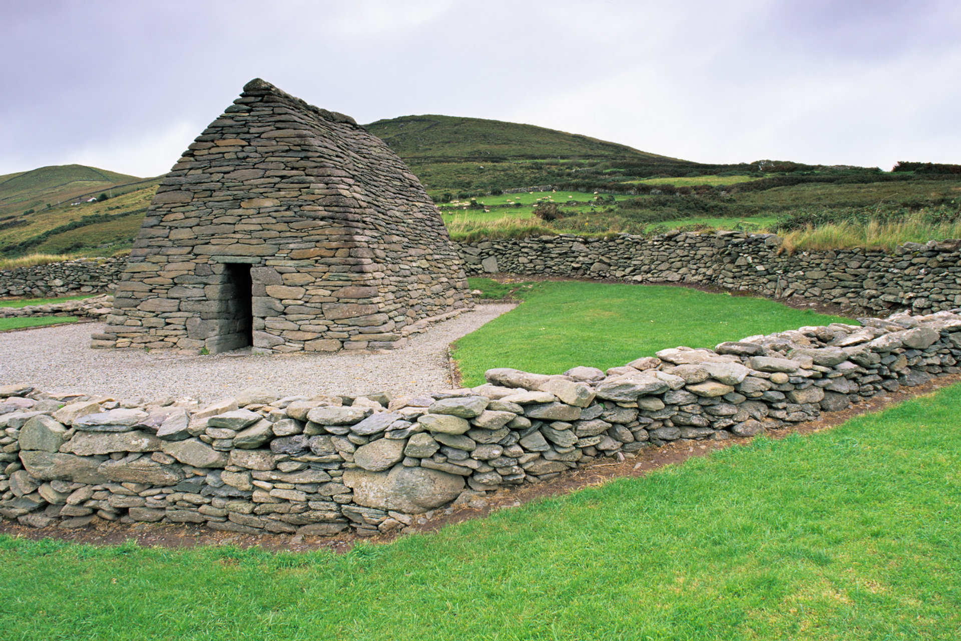 Gallarus Oratory, an ancient dry-stone building on the Dingle Peninsula.