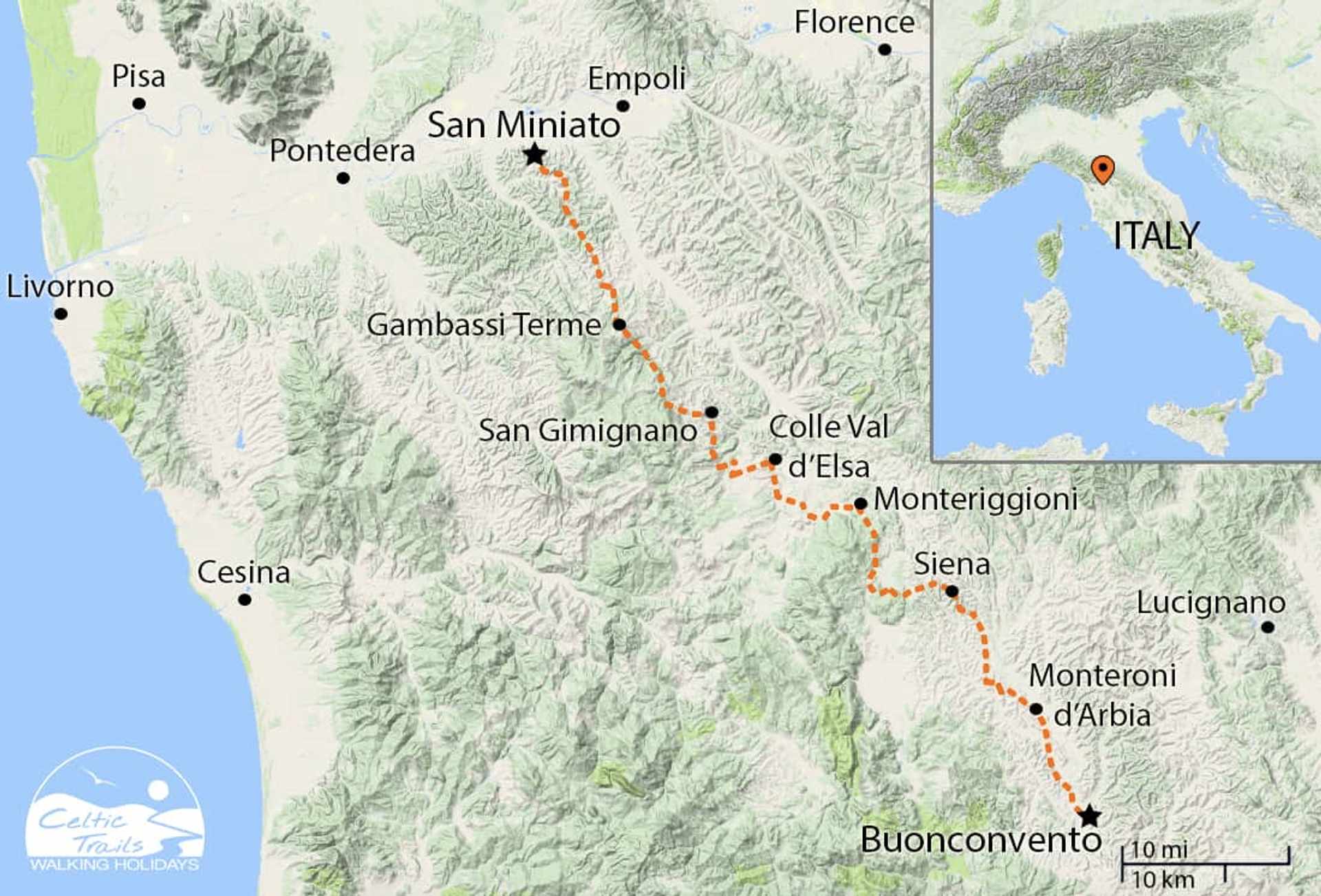 Tuscan Via Francigena Map