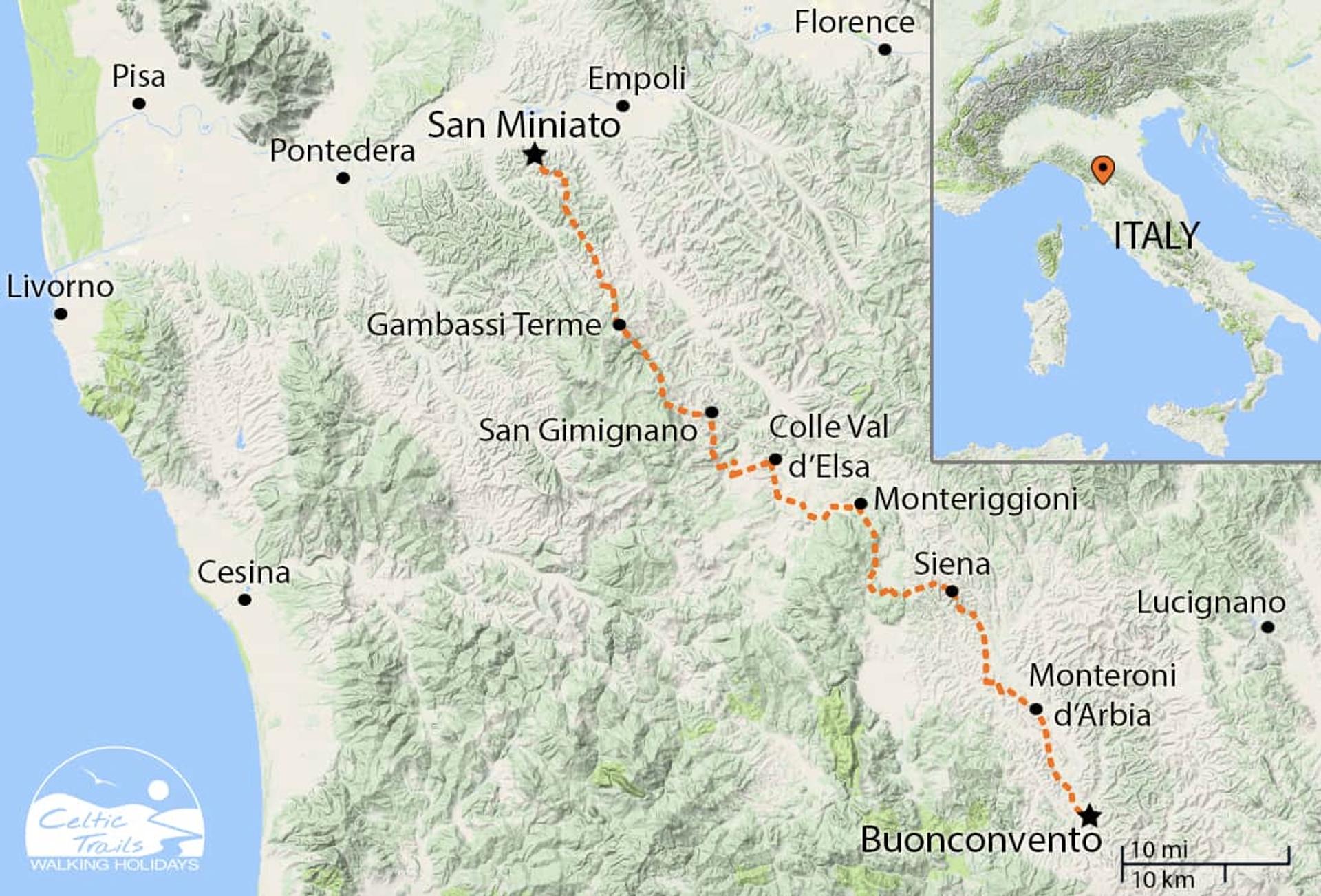 Tuscan Via Francigena Map