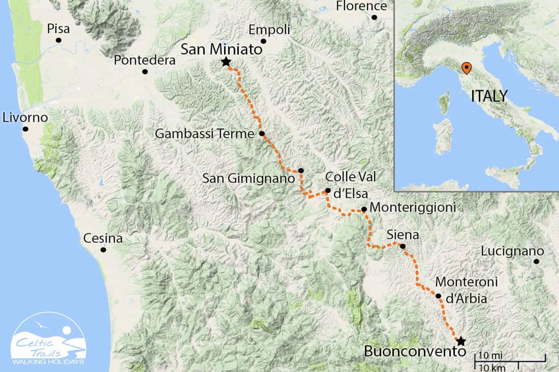 Tuscan Via Francigena Map