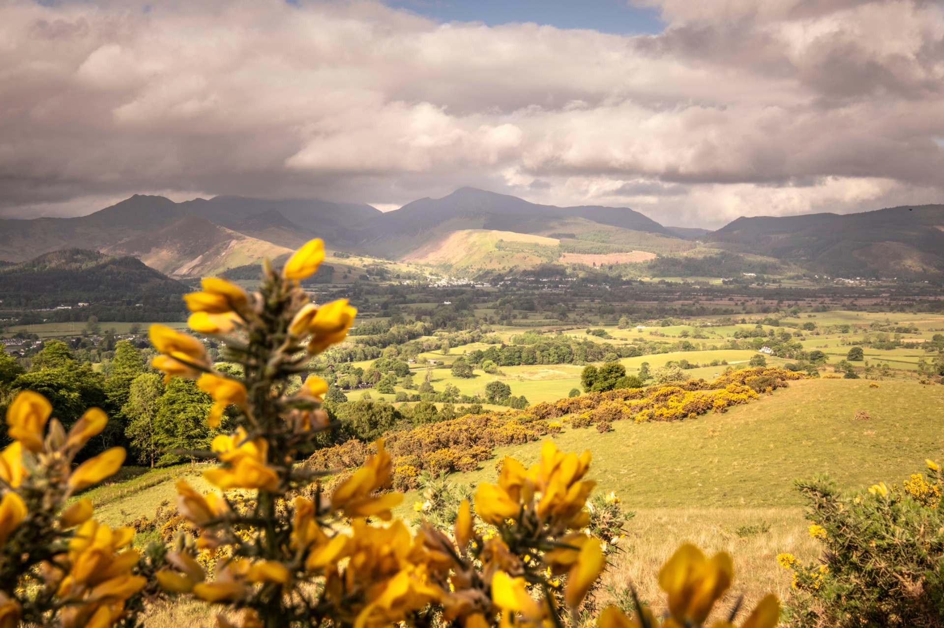 View across the Keswick valley towards the northern Lake District fells.