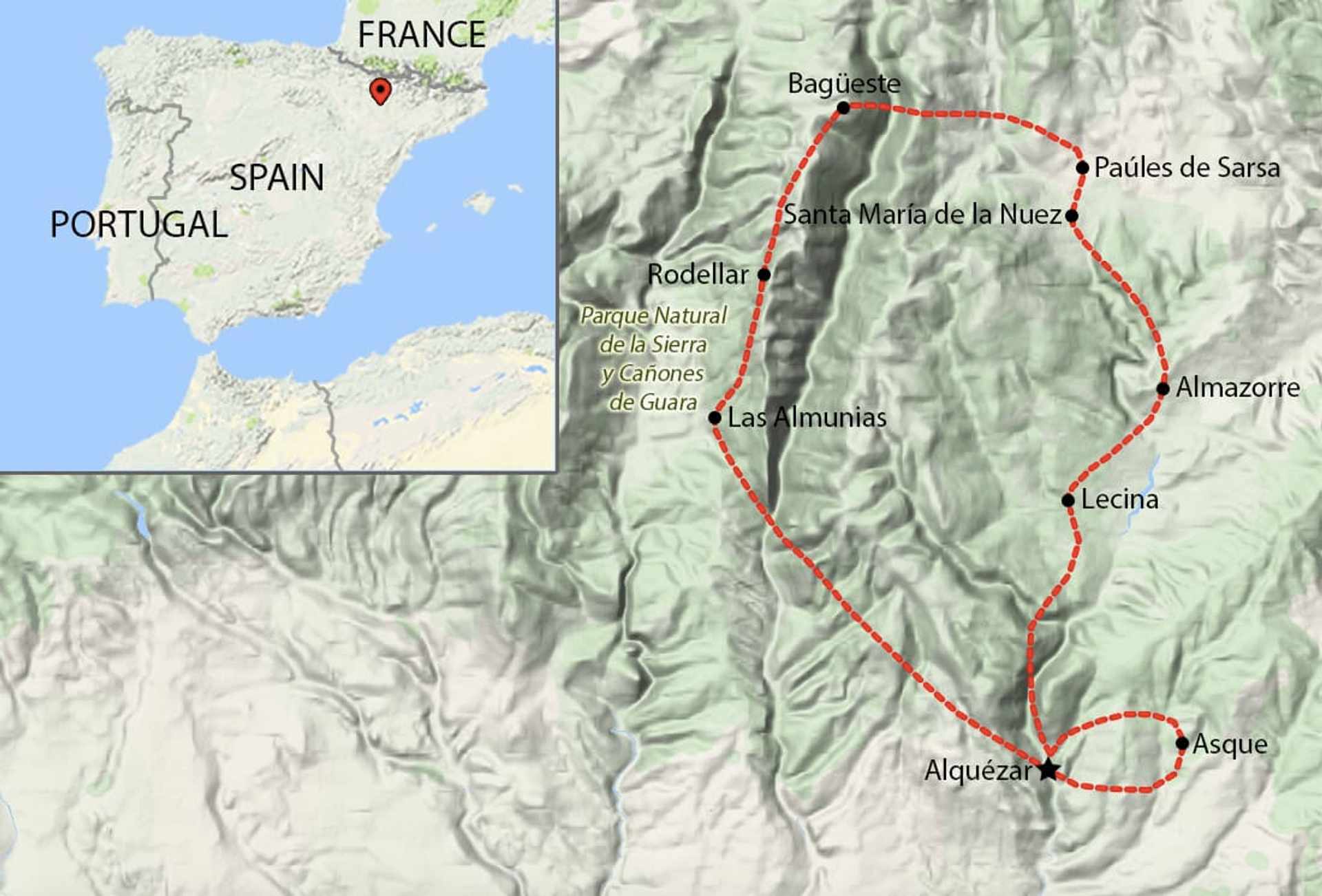 Walking Holidays Aragon-Sierra de Guara - Map