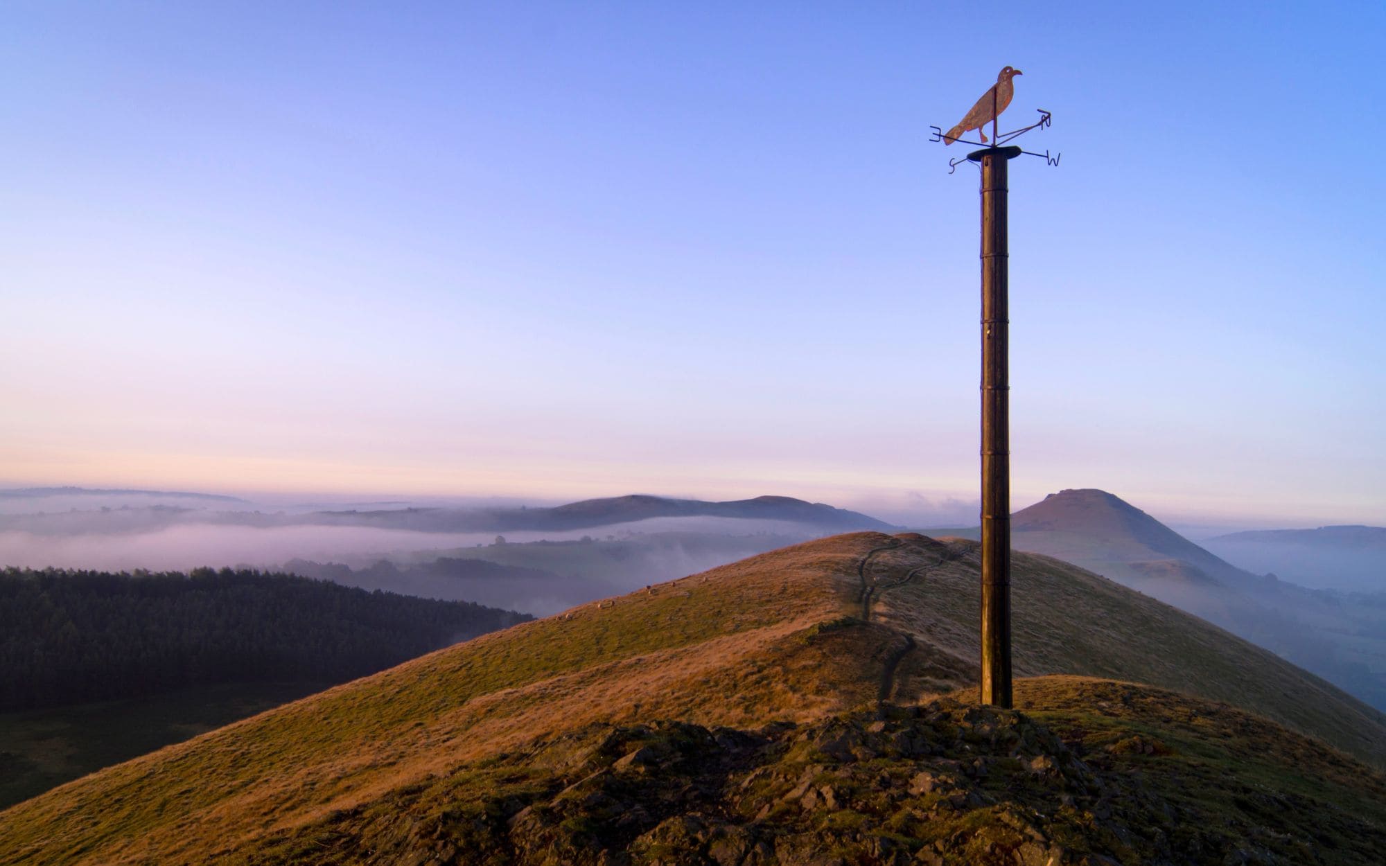 Weathervane on top of the Lawley, a hill in the South Shropshire Hills