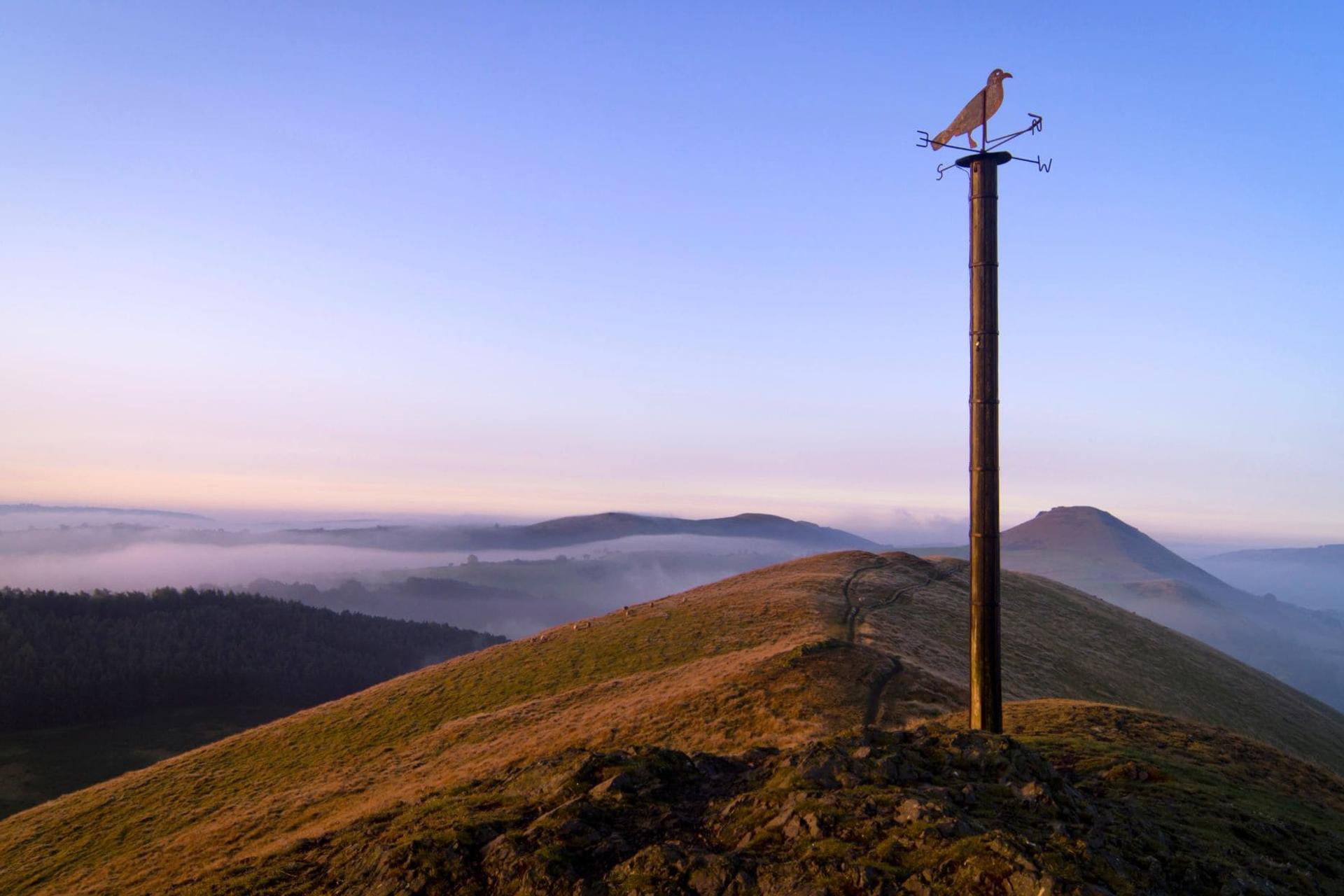 Weathervane on top of the Lawley, a hill in the South Shropshire Hills