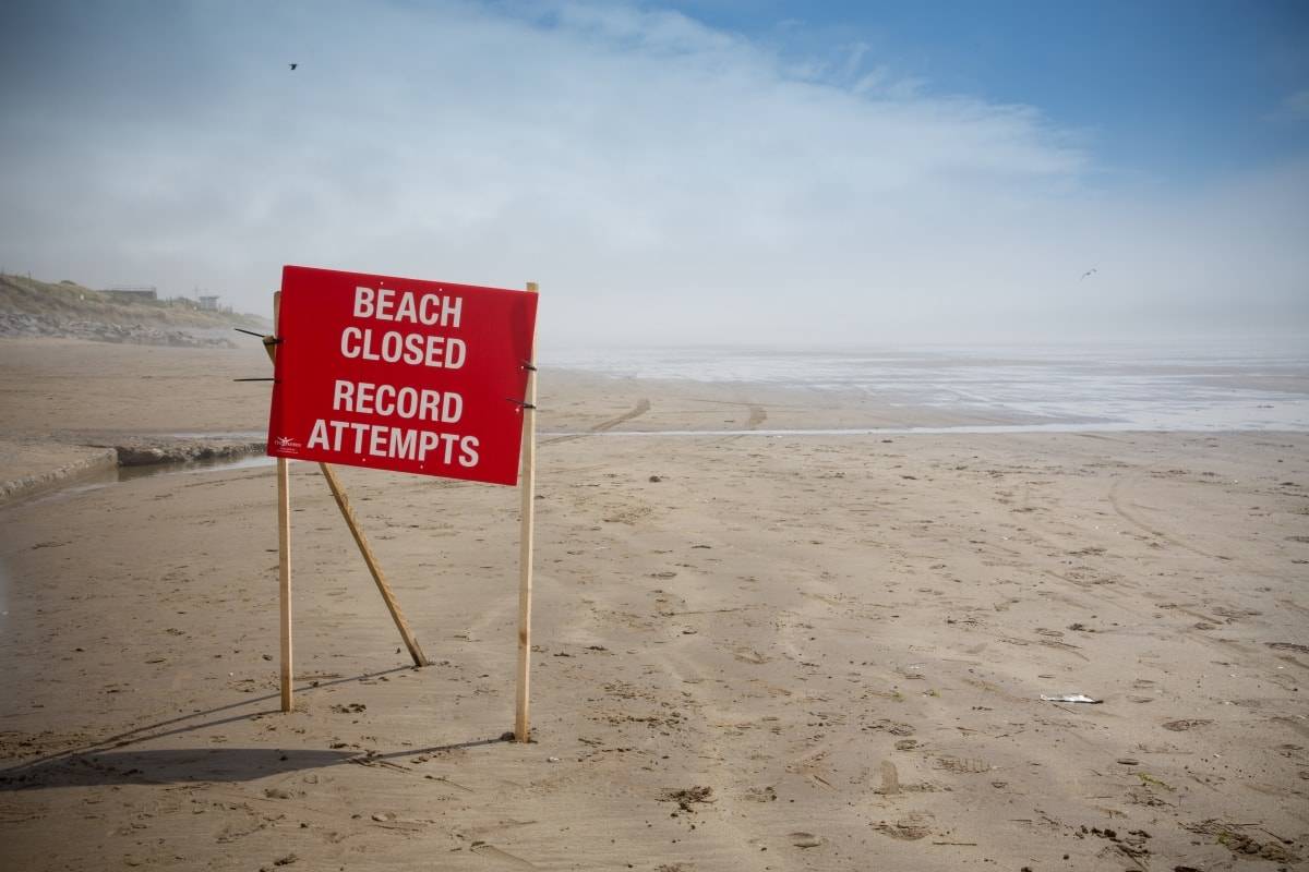 Image of Pendine Sands closed for land speed record attempts, Carmarthenshire, Wales