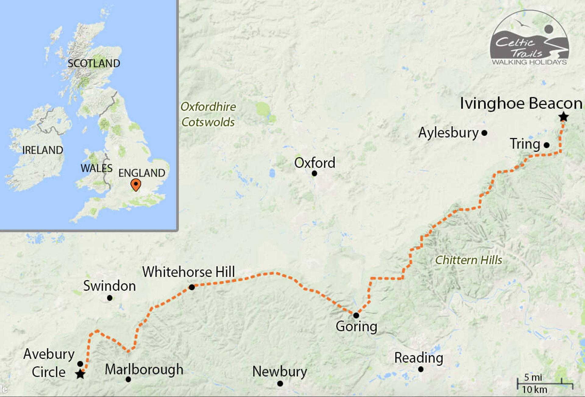 The Ridgeway walk map