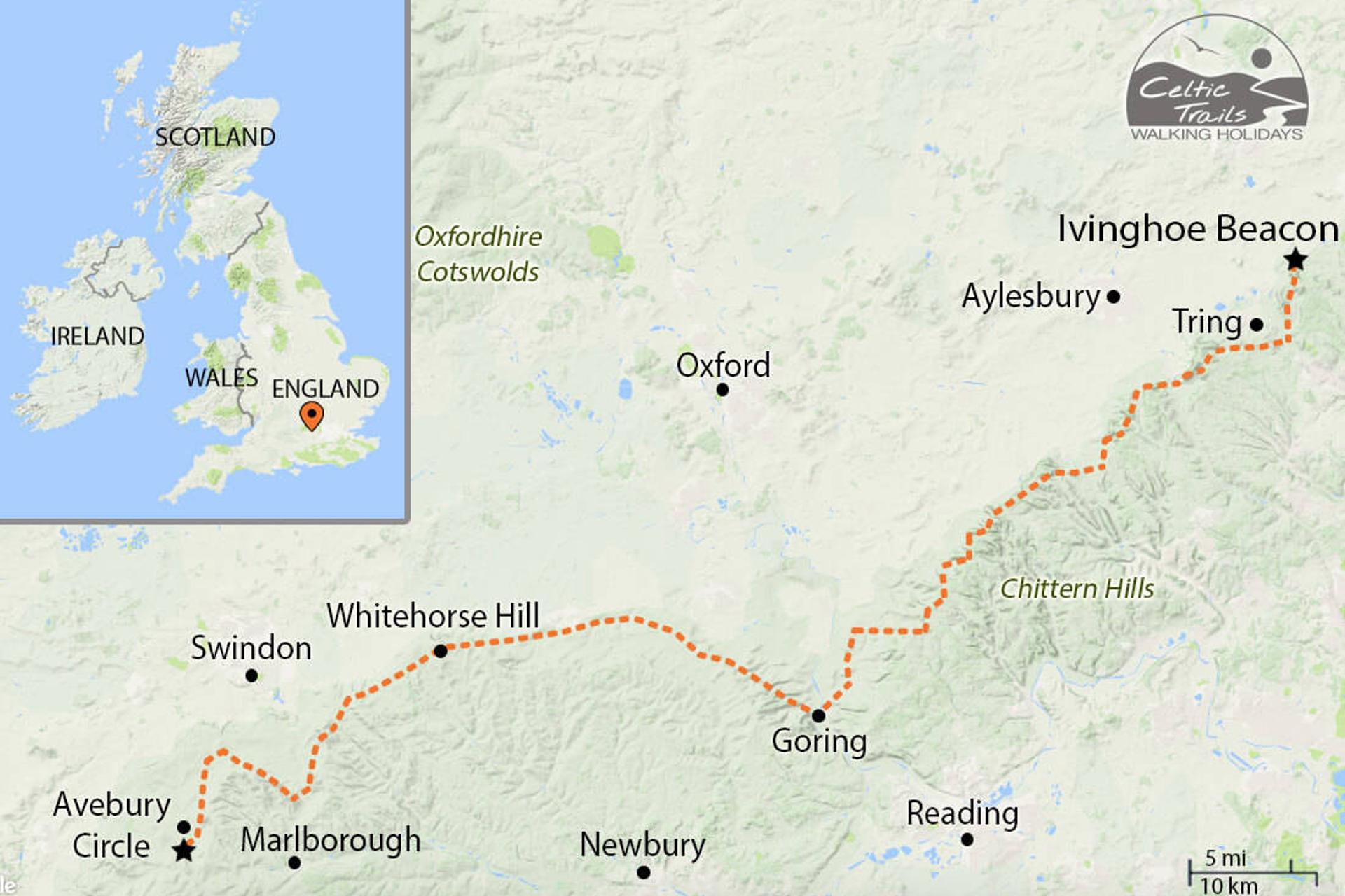 The Ridgeway walk map