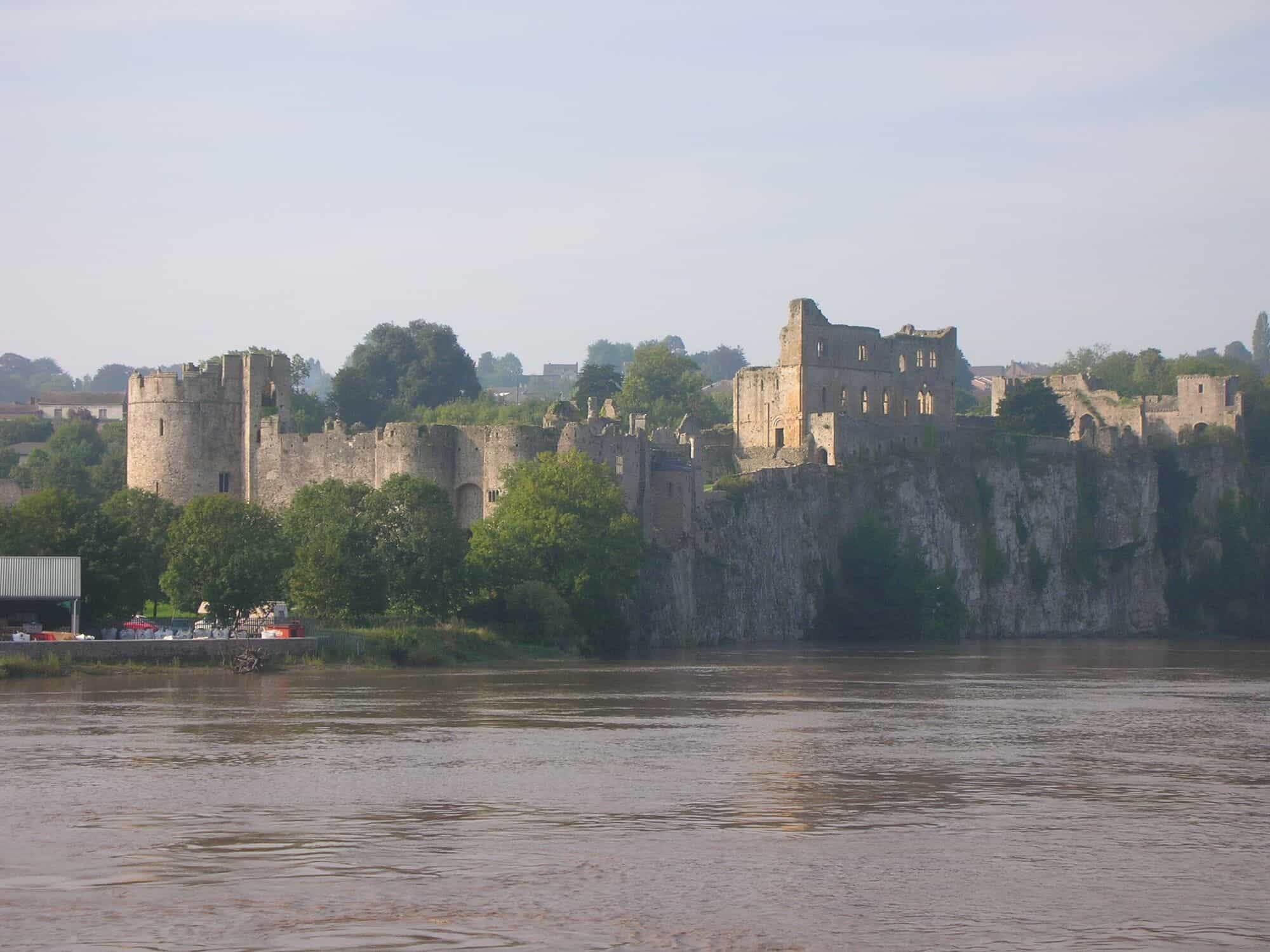 Chepstow Castle above the River Wye on the Offa’s Dyke Path walking holiday
