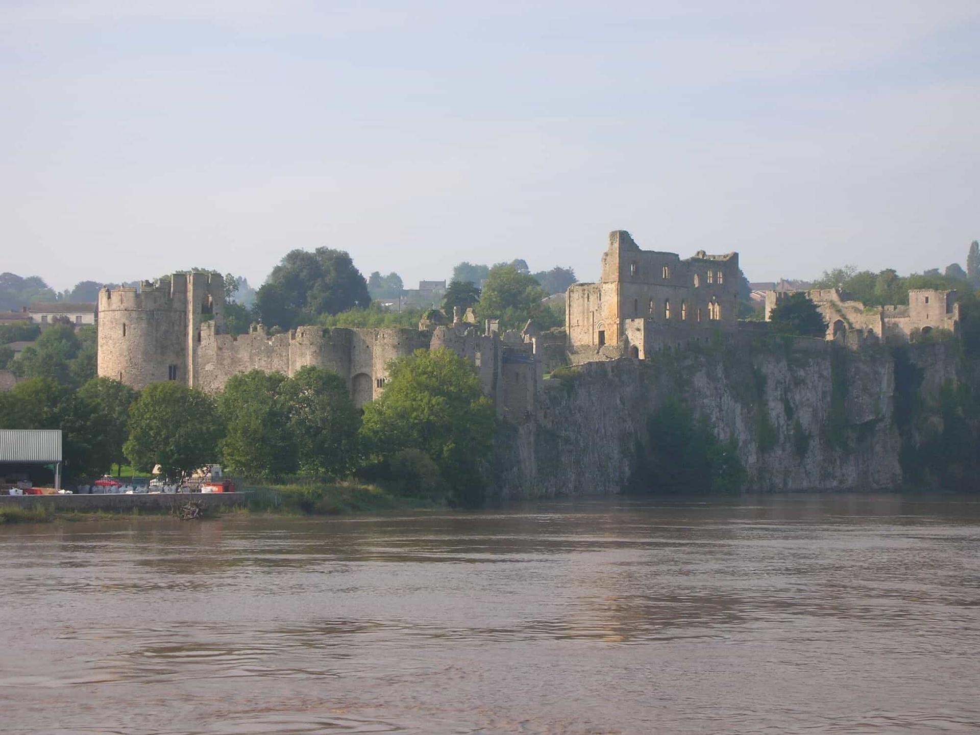 Chepstow Castle above the River Wye on the Offa’s Dyke Path walking holiday