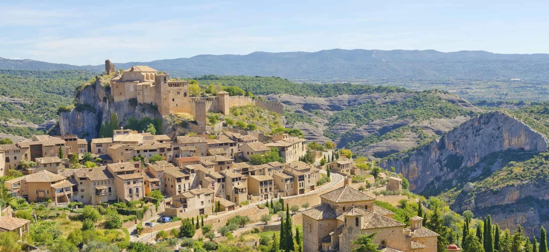 Medieval hilltop village of Alquézar in Sierra de Guara, Aragon, Spain