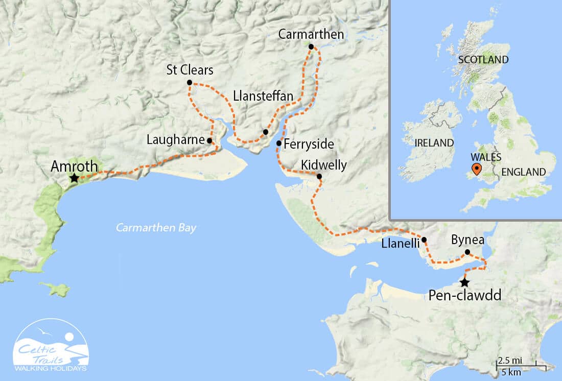 Carmarthenshire Coast Path walk map