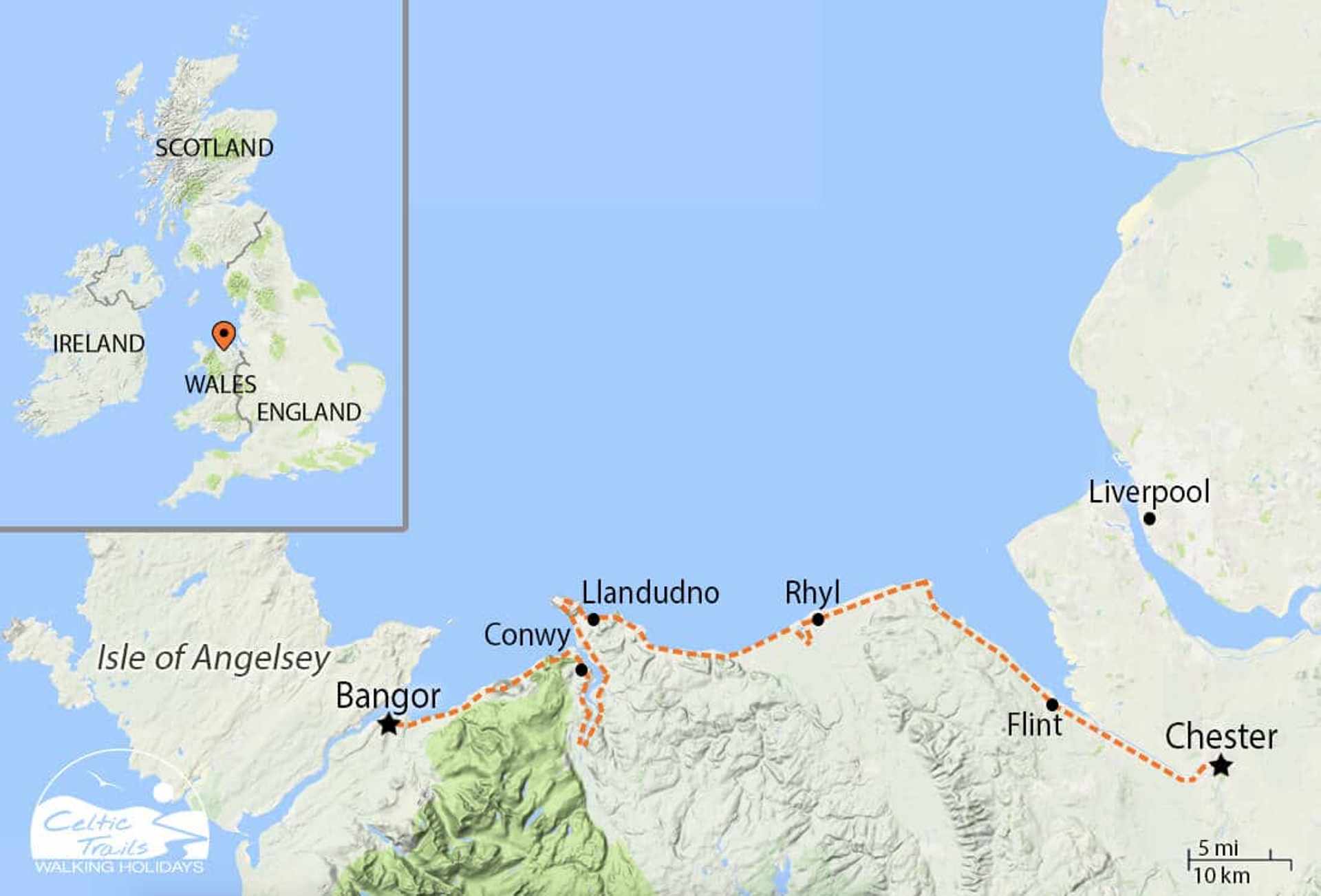 north wales coast path walk map