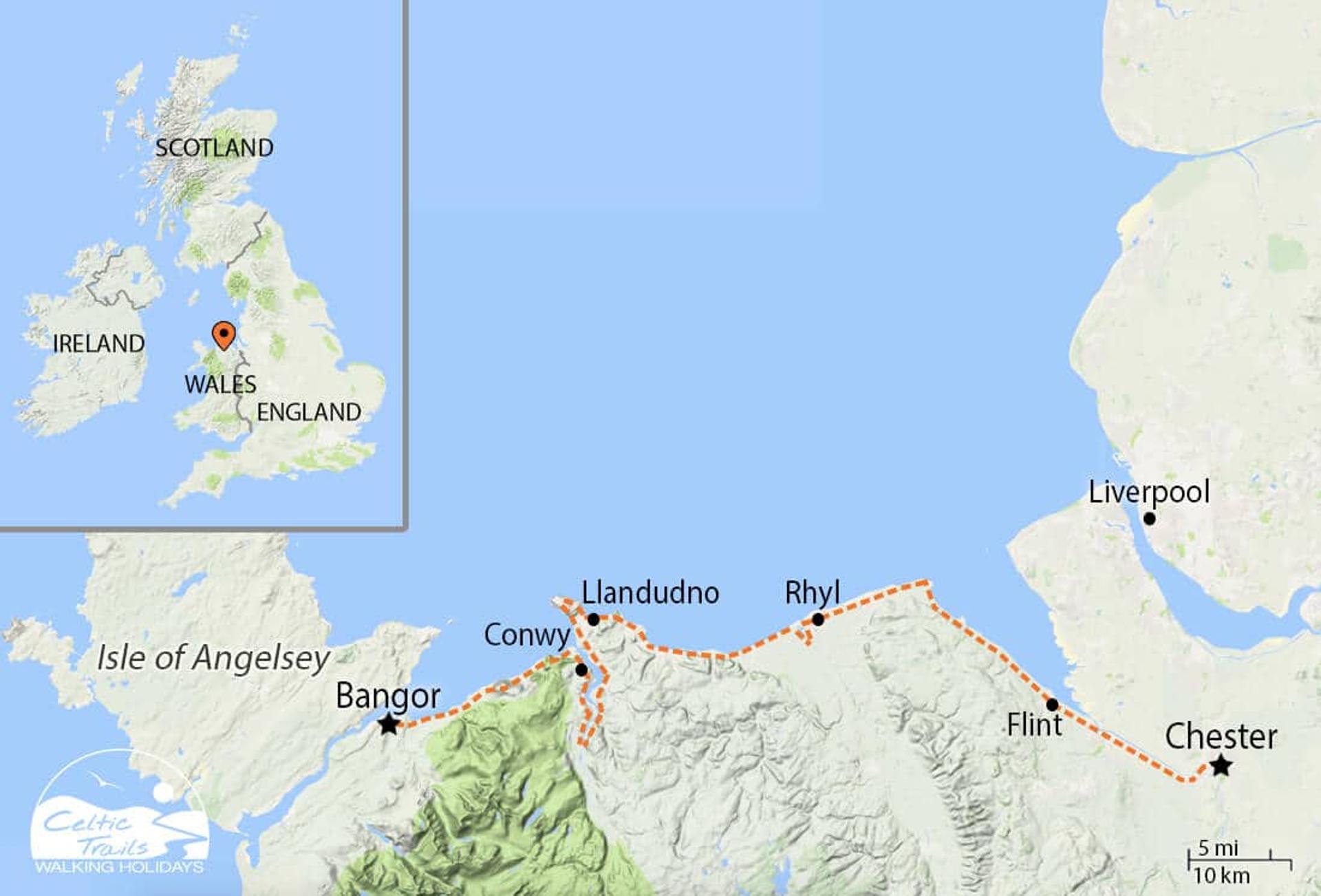 north wales coast path walk map