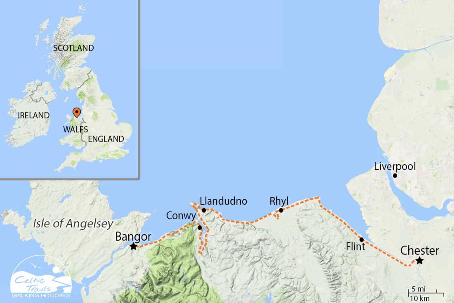 north wales coast path walk map