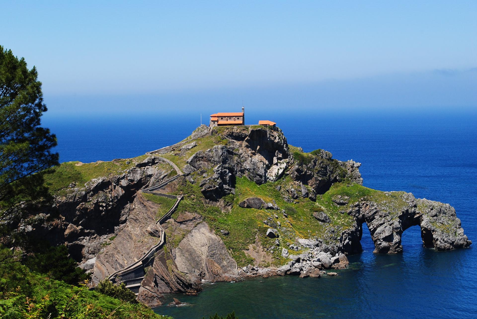 San Juan de Gaztelugatxe hermitage perched on a rocky islet along the Basque Coast