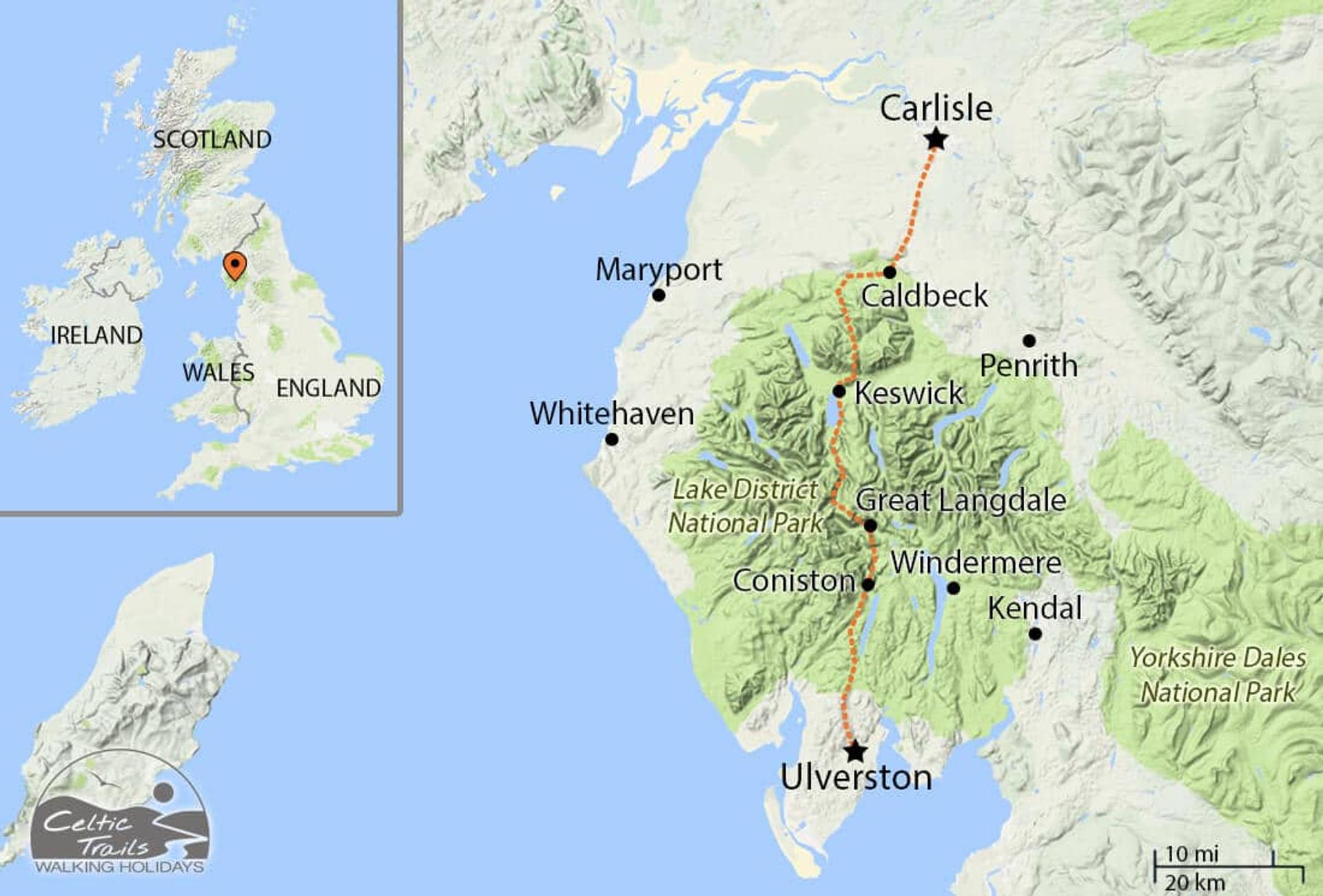Cumbria Way walking map