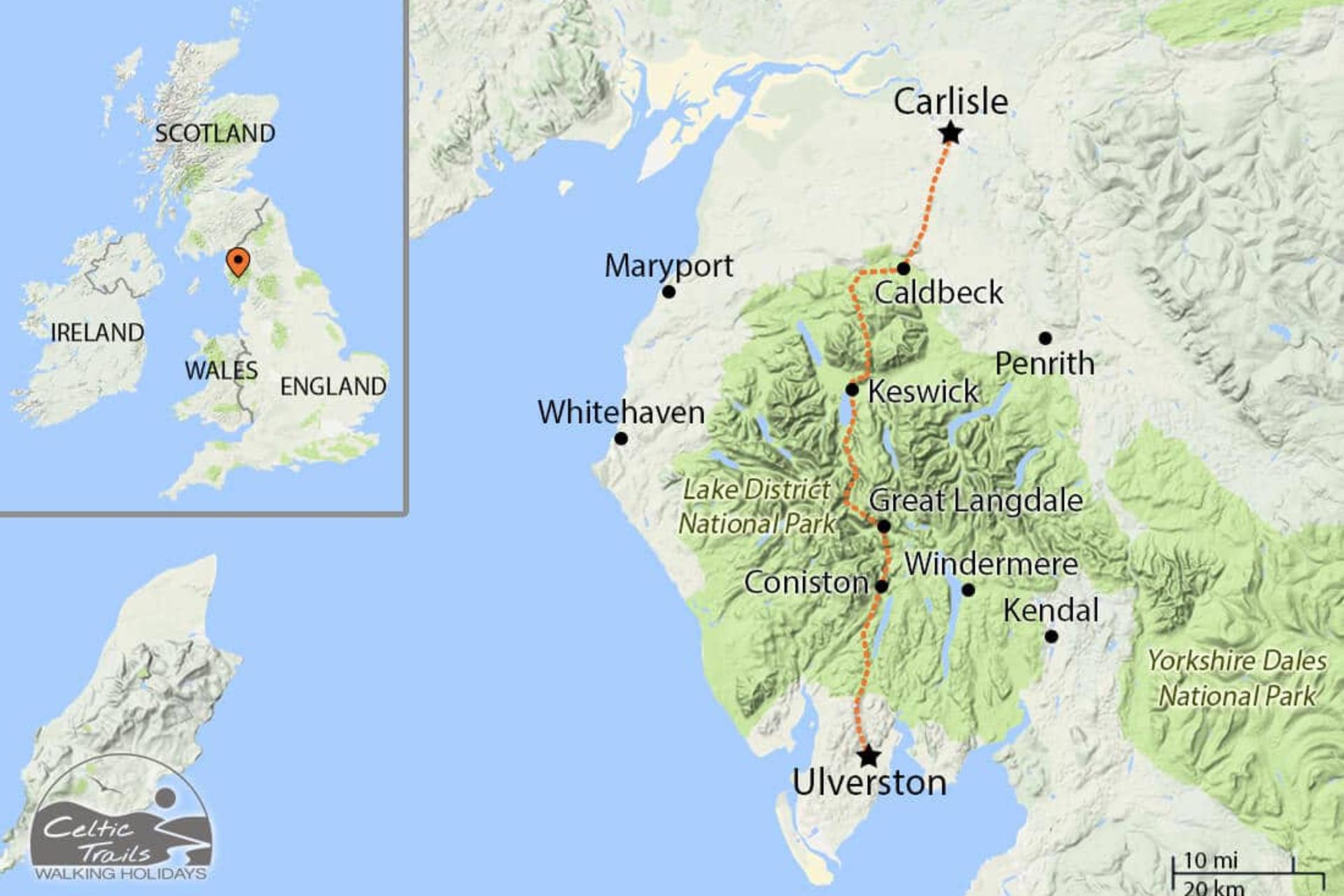 Cumbria Way walking map