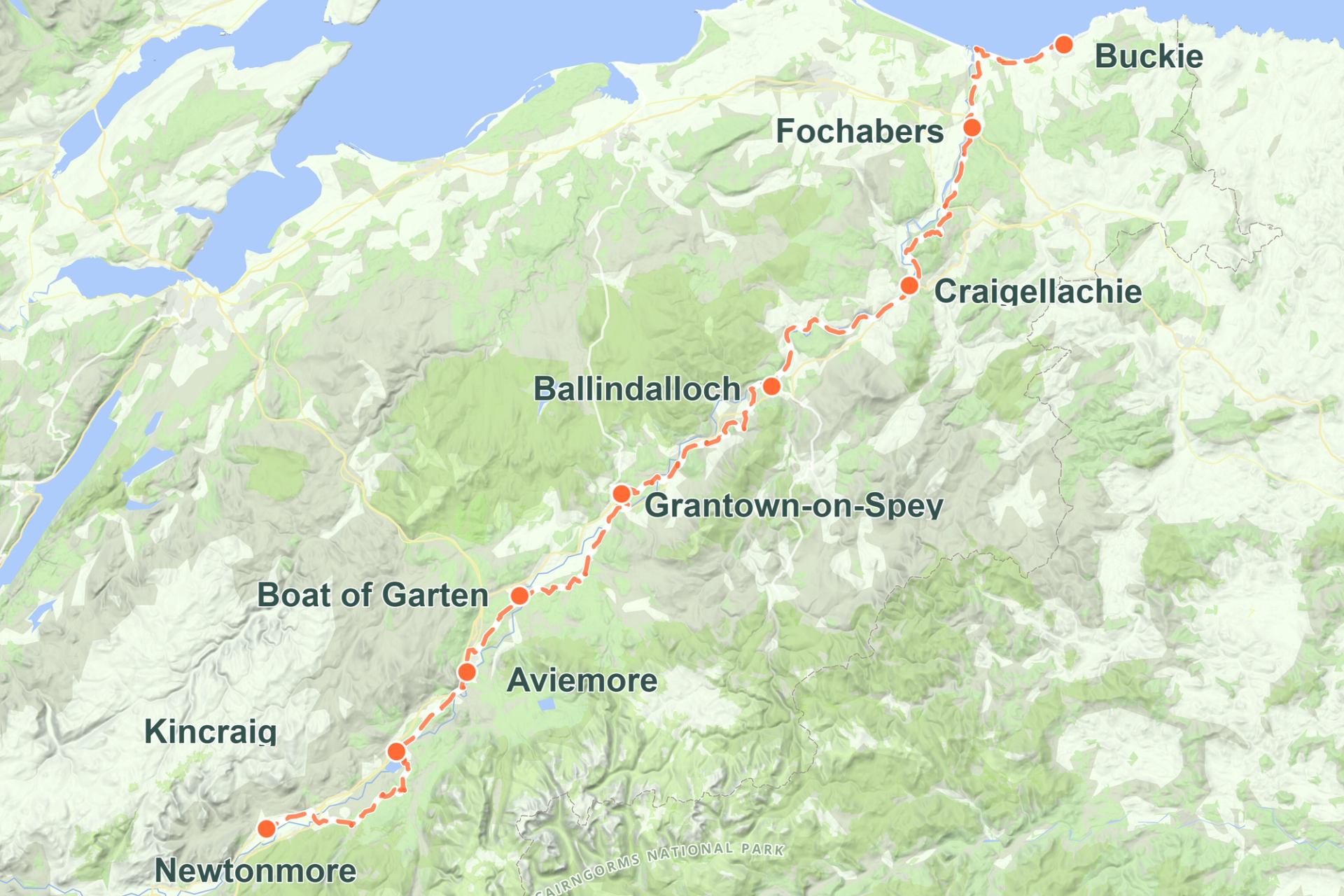 Speyside Way overview walking map