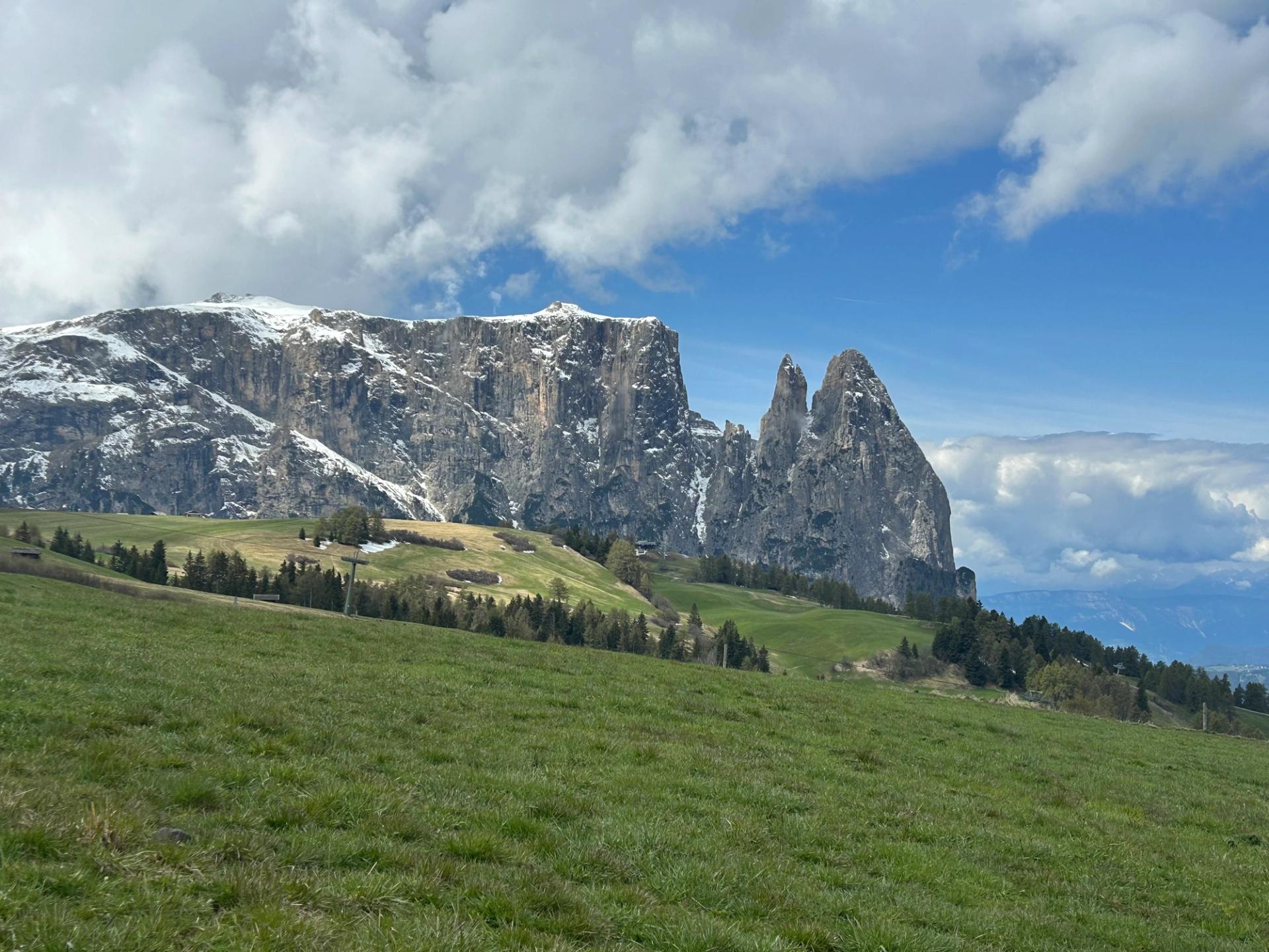 The Schlern massif and Santner Towers above Alpe di Siusi, South Tyrol