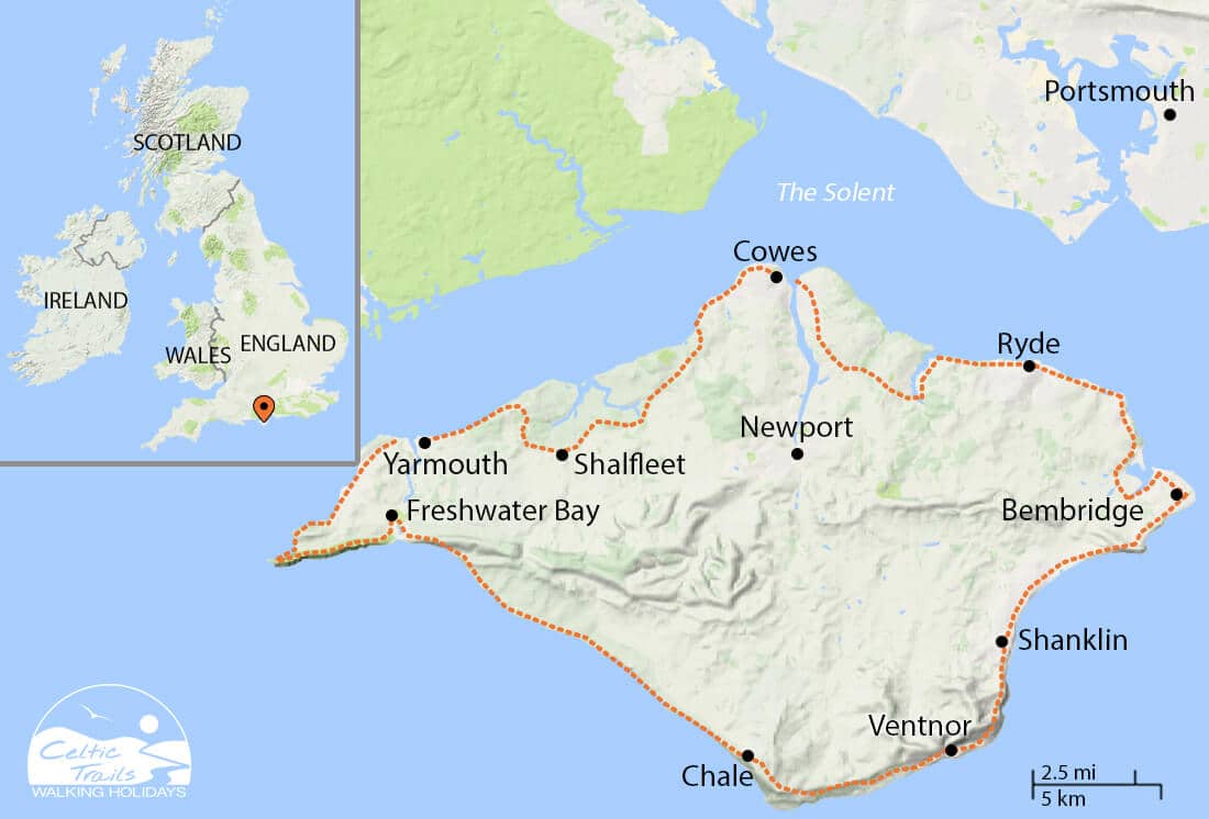 Isle of Wight coast path walking map