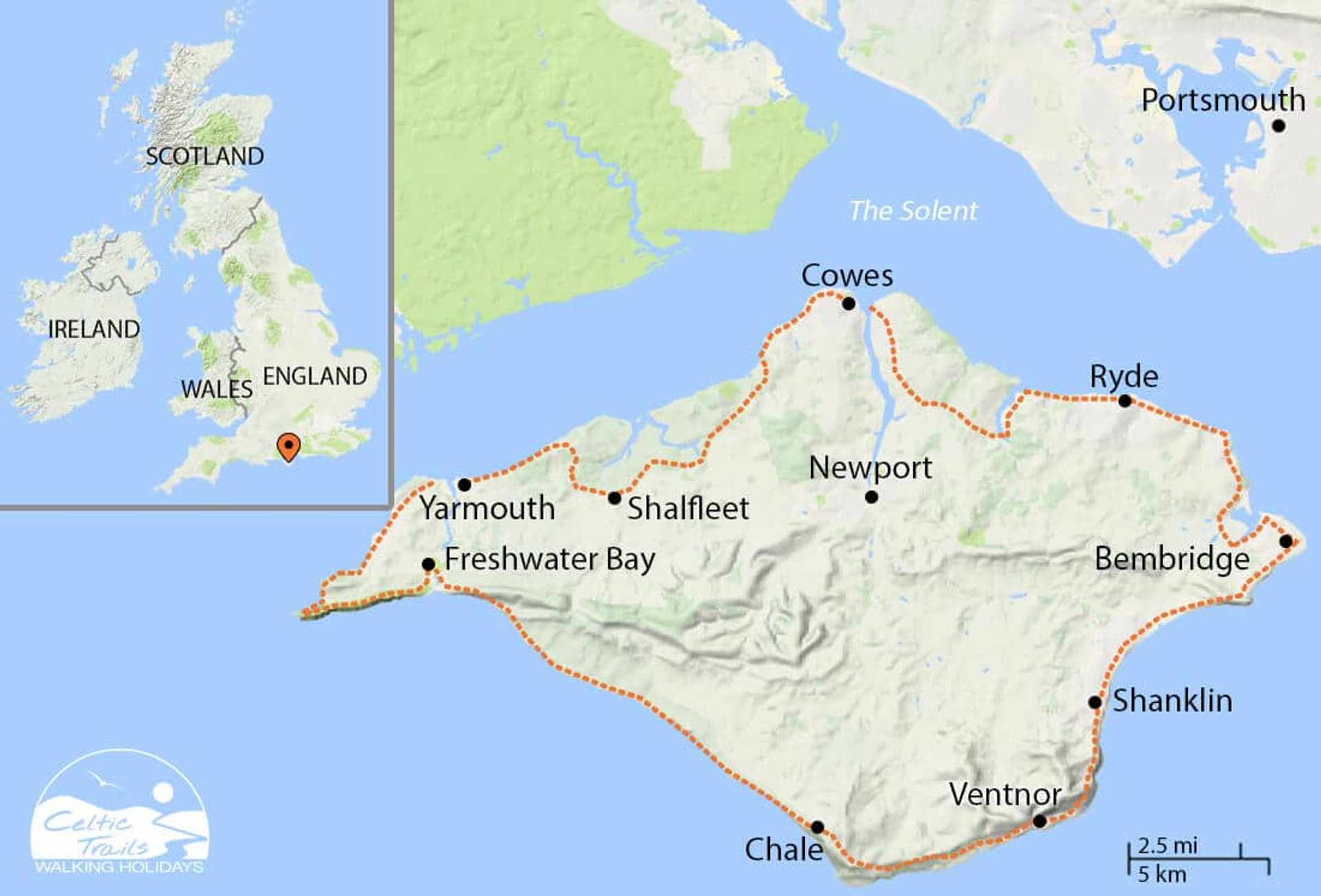 Isle of Wight coast path walking map