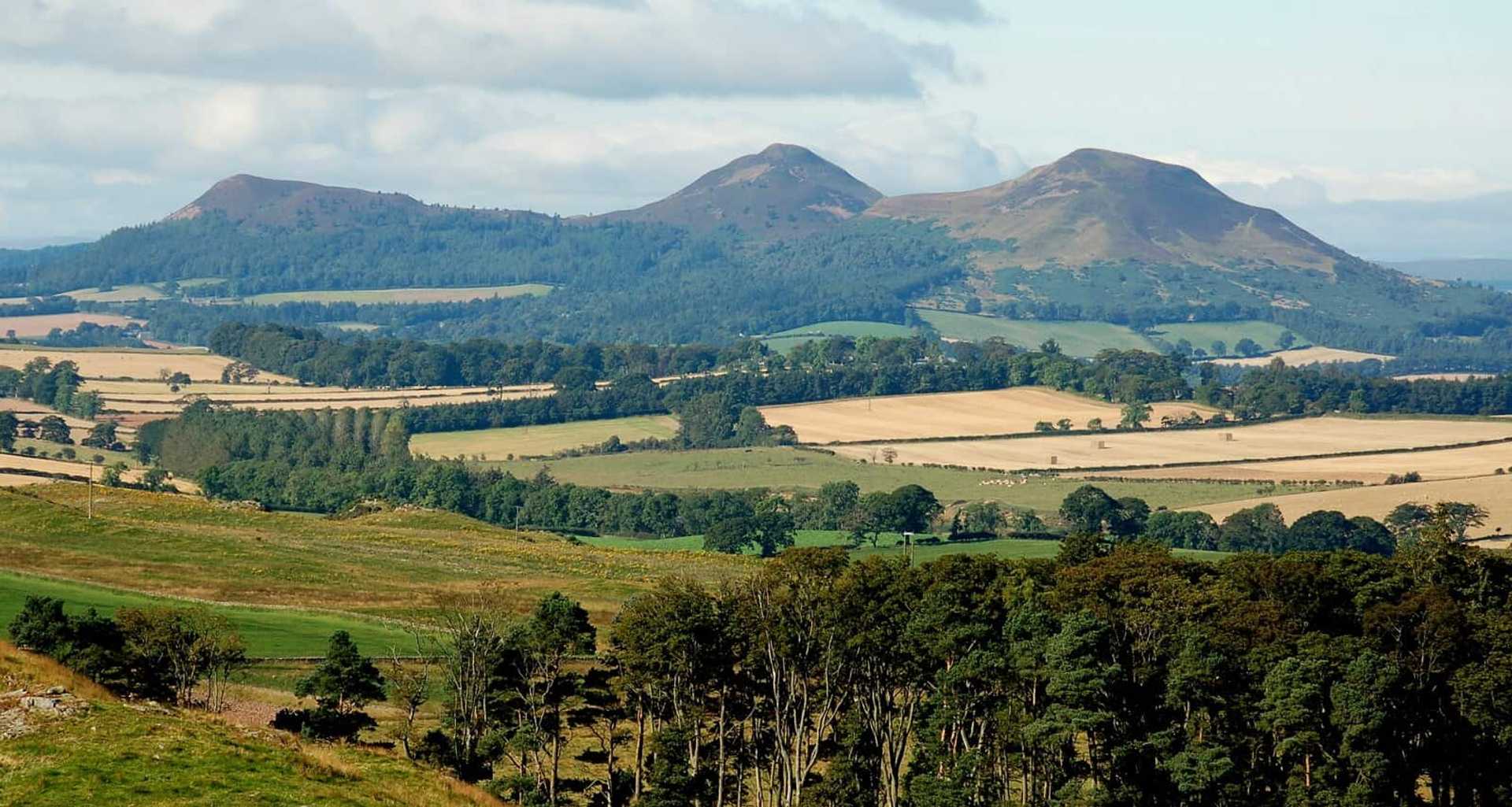 Eildon hills countryside scenery on the Borders Abbeys Way