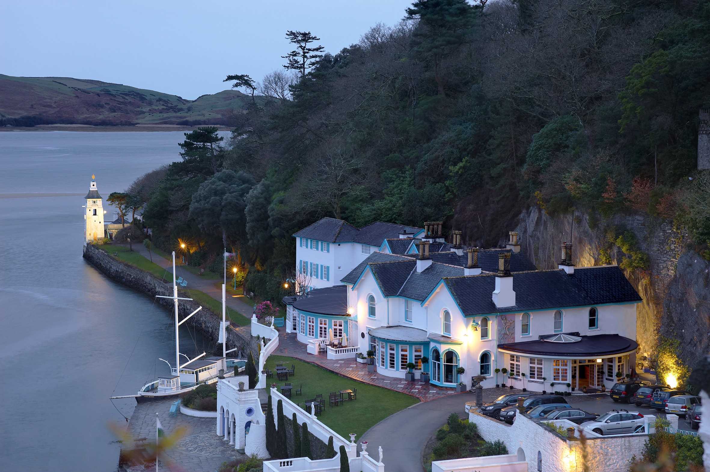 Port at Portmeirion Hotel at dusk