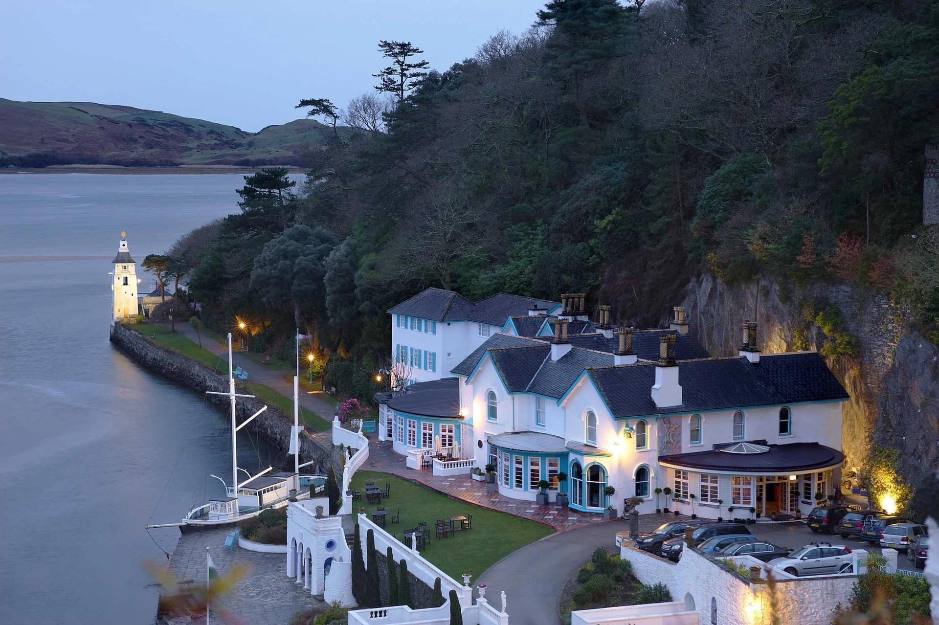 Port at Portmeirion Hotel at dusk