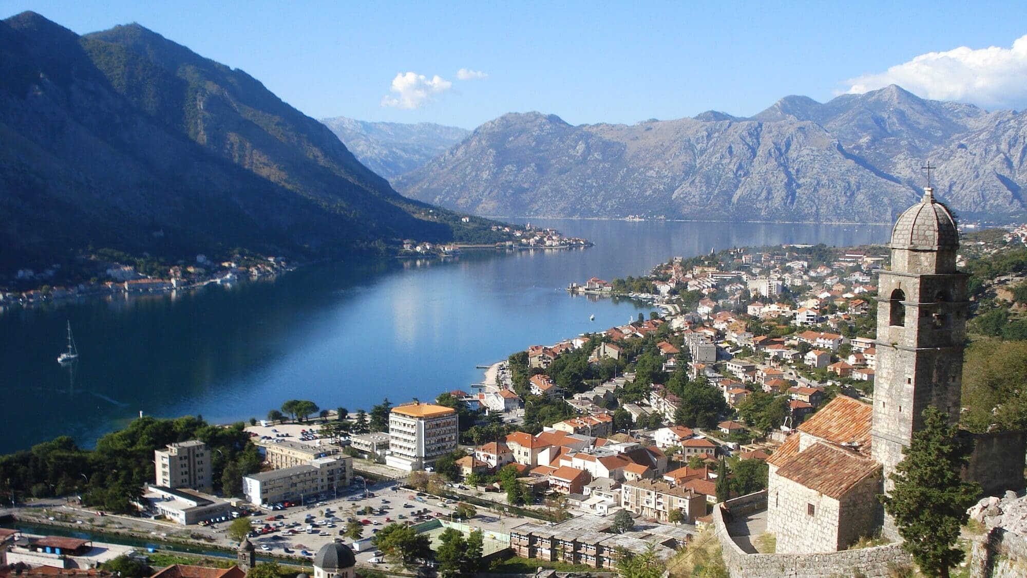 View over a lakeside town in Croatia