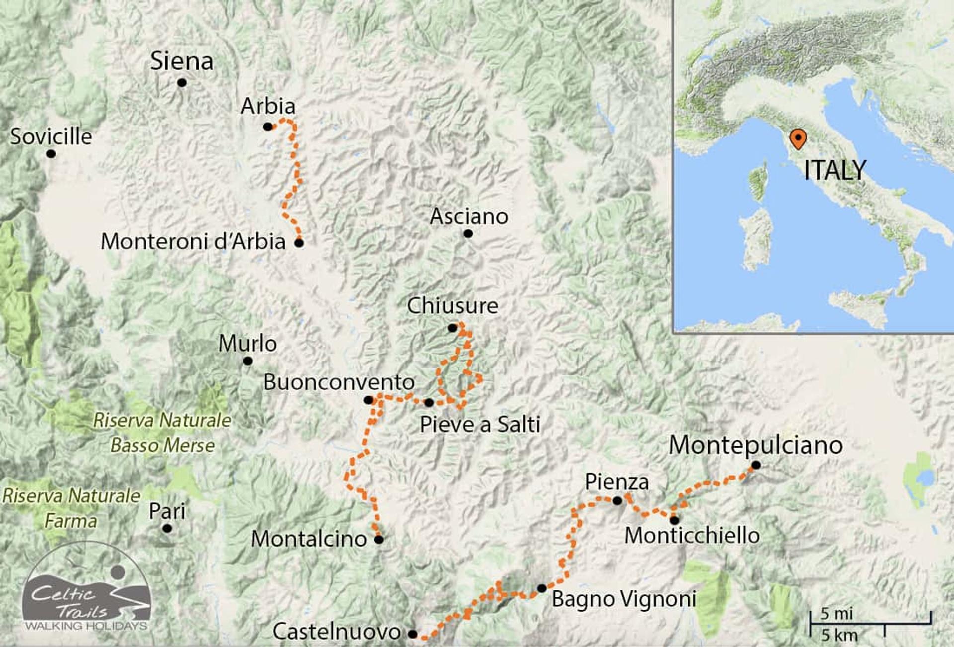 Val d’Orcia map
