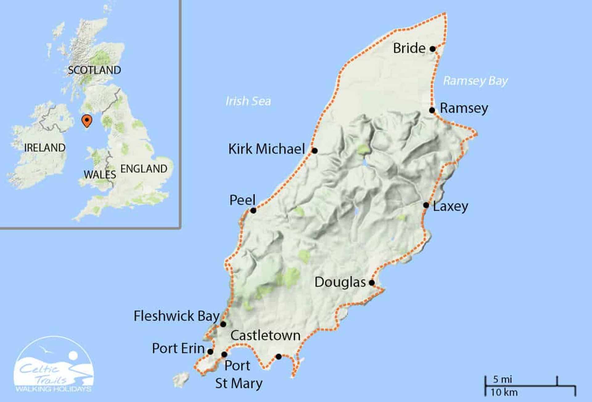 Isle of Man Coastal Path map