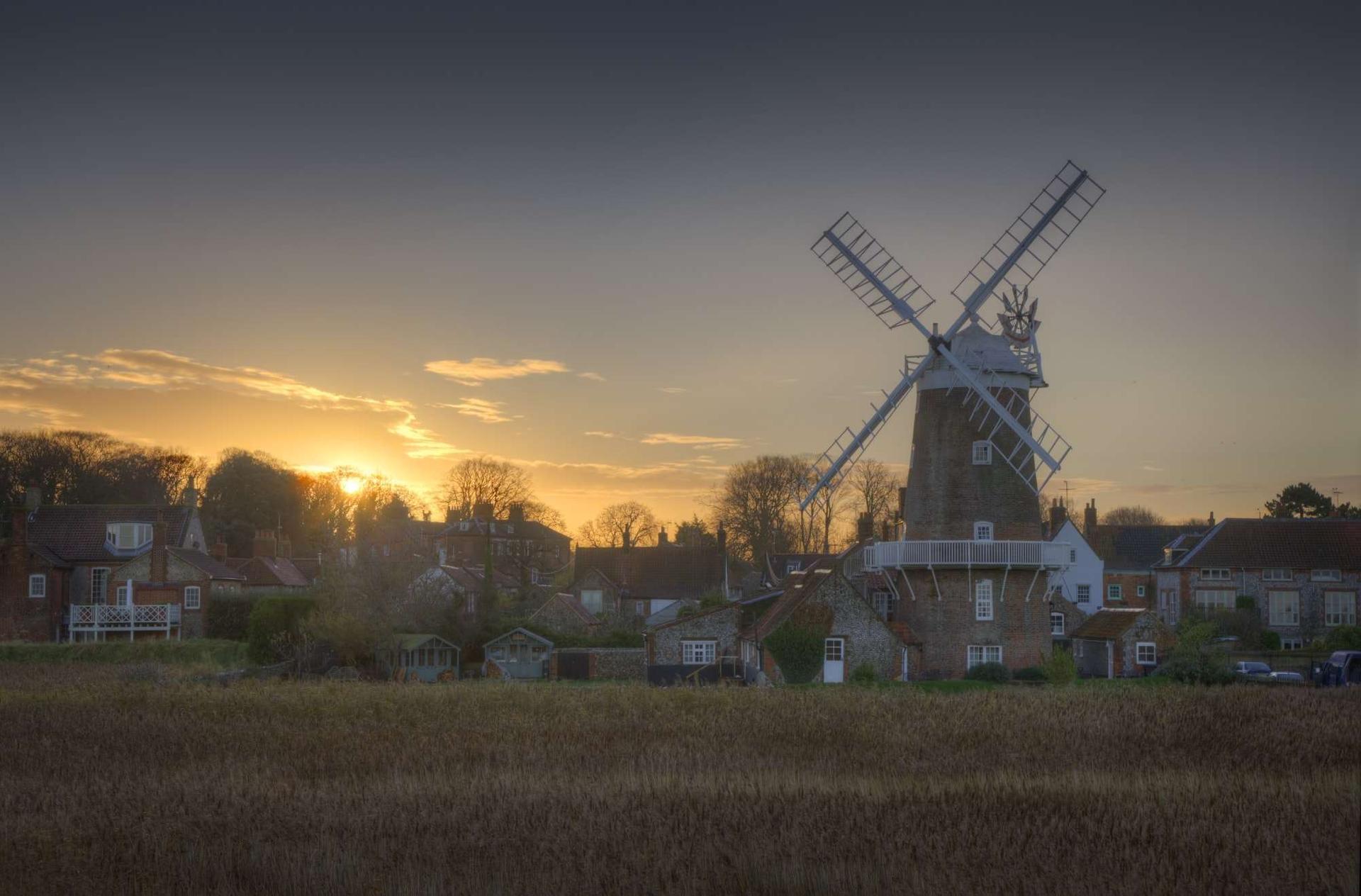 Image of Windmill in coastal village of Blakeney, Norfolk, England