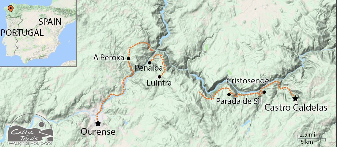Galicia walking holiday map