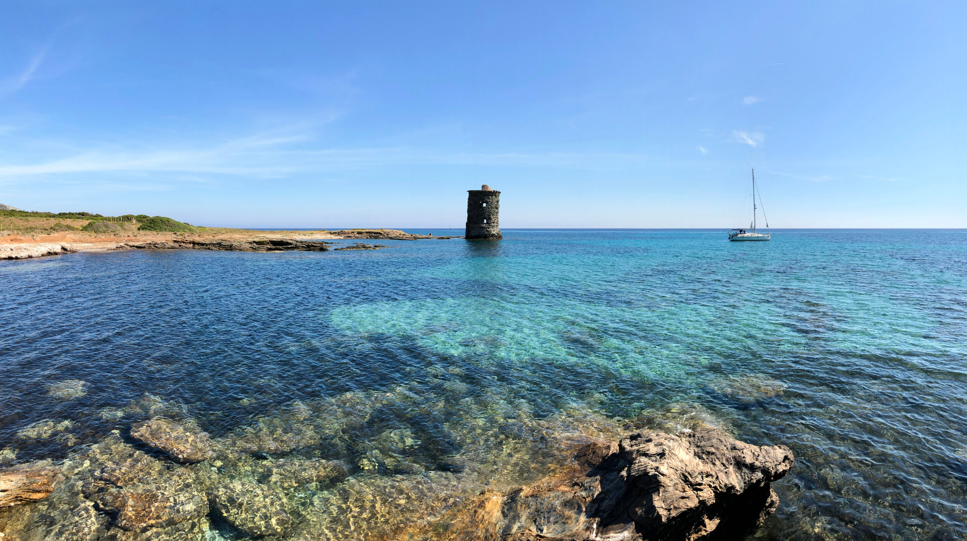 Stone tower beside the Sentier des Douaniers on Brittany’s coast.