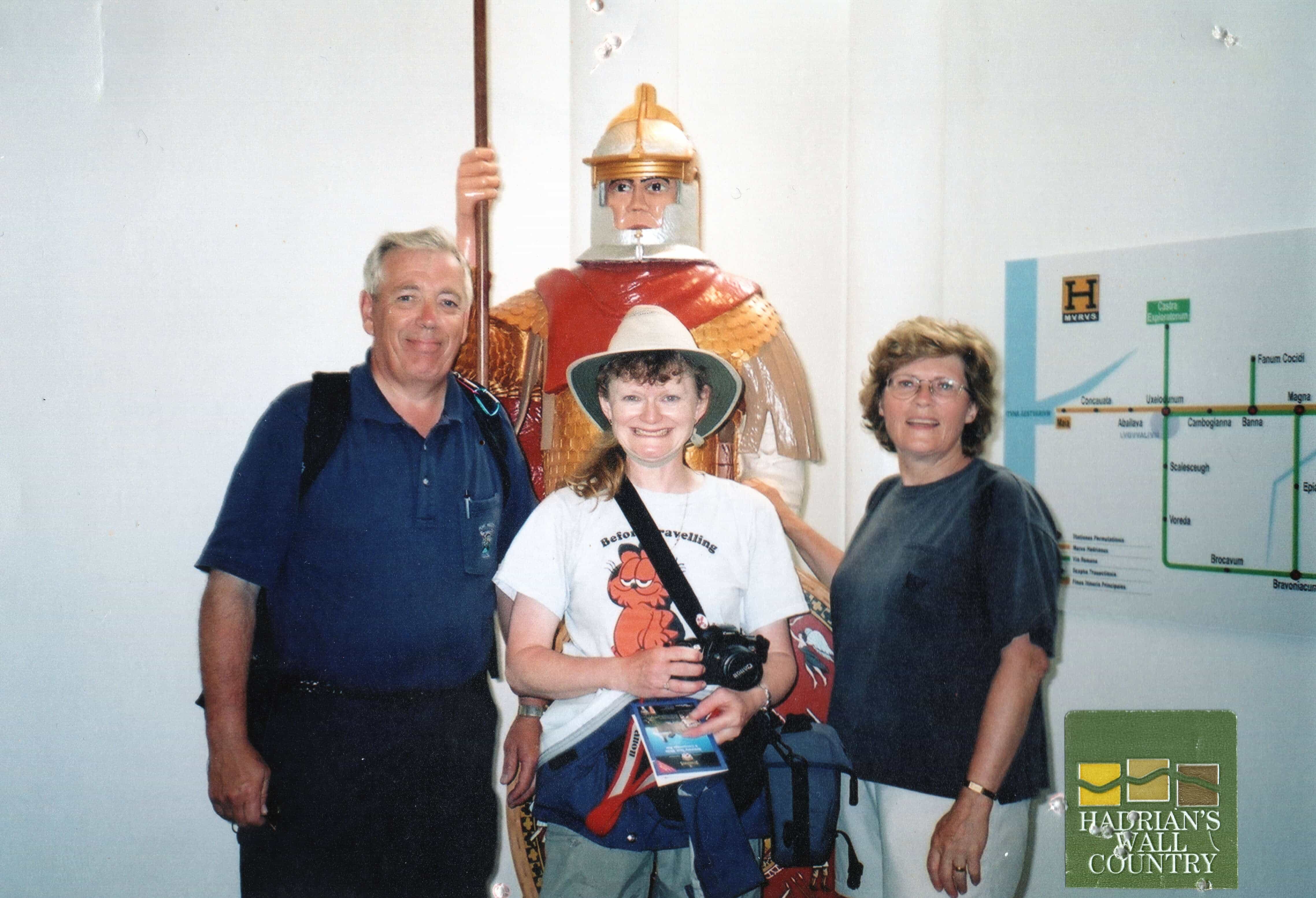 Visitors at Hadrian’s Wall museum with Roman soldier figure