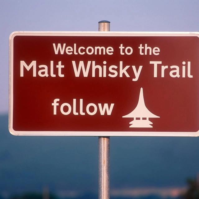 The road side welcoming visitors to the malt whiskey trail