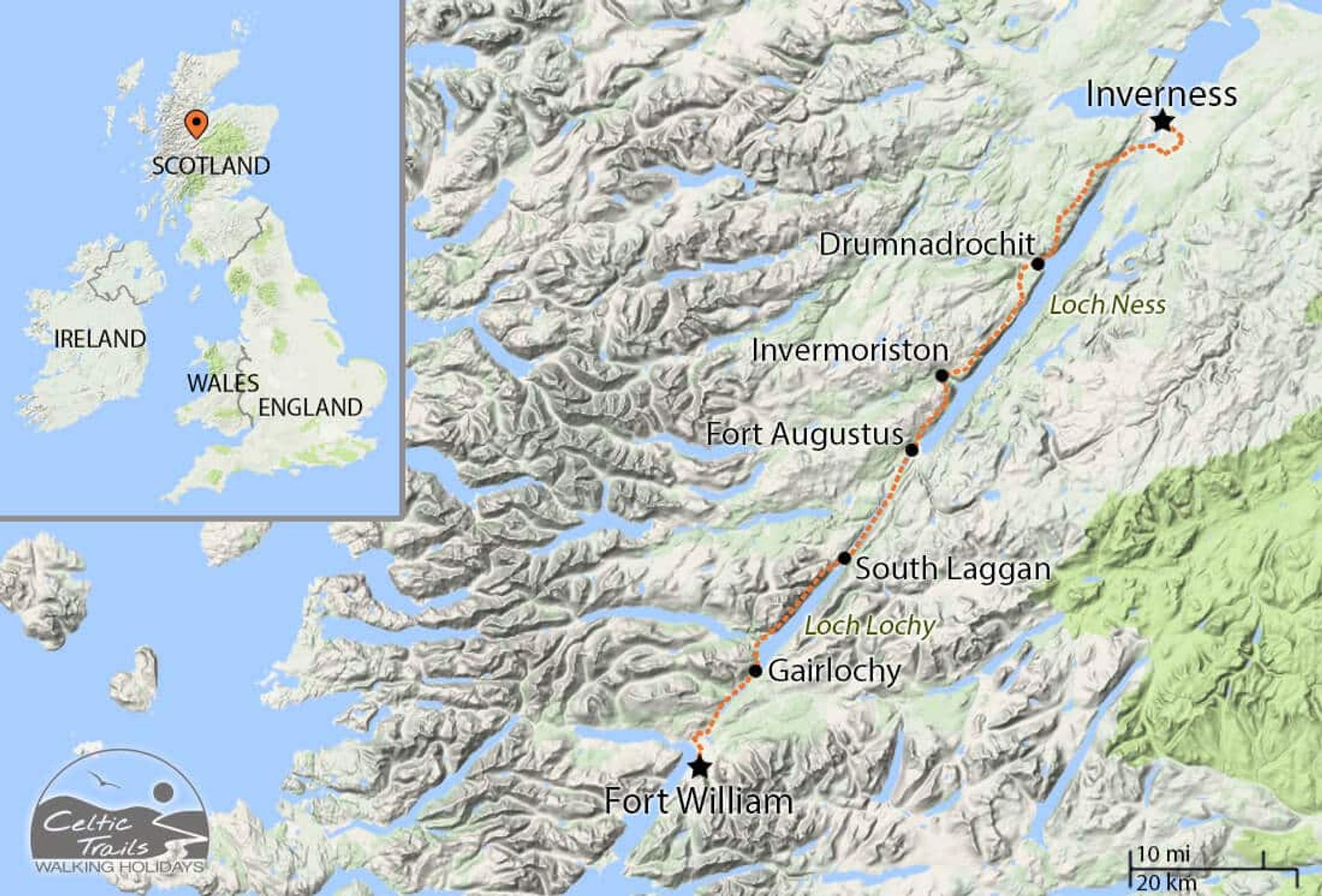 Great Glen Way walking map