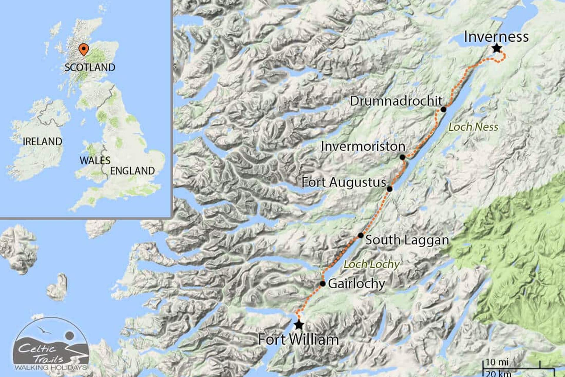 Great Glen Way walking map