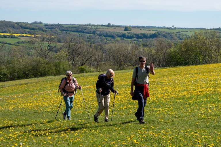 Three walkers on Cotswold Way