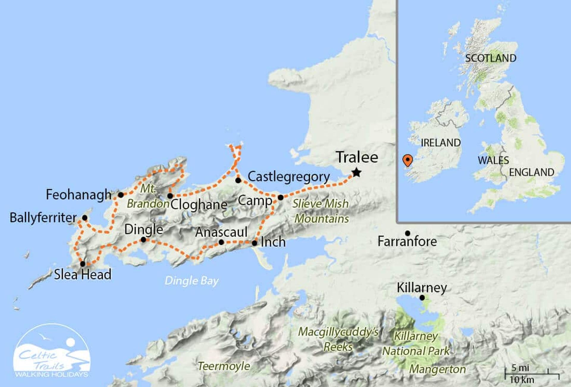 Dingle Way walk map