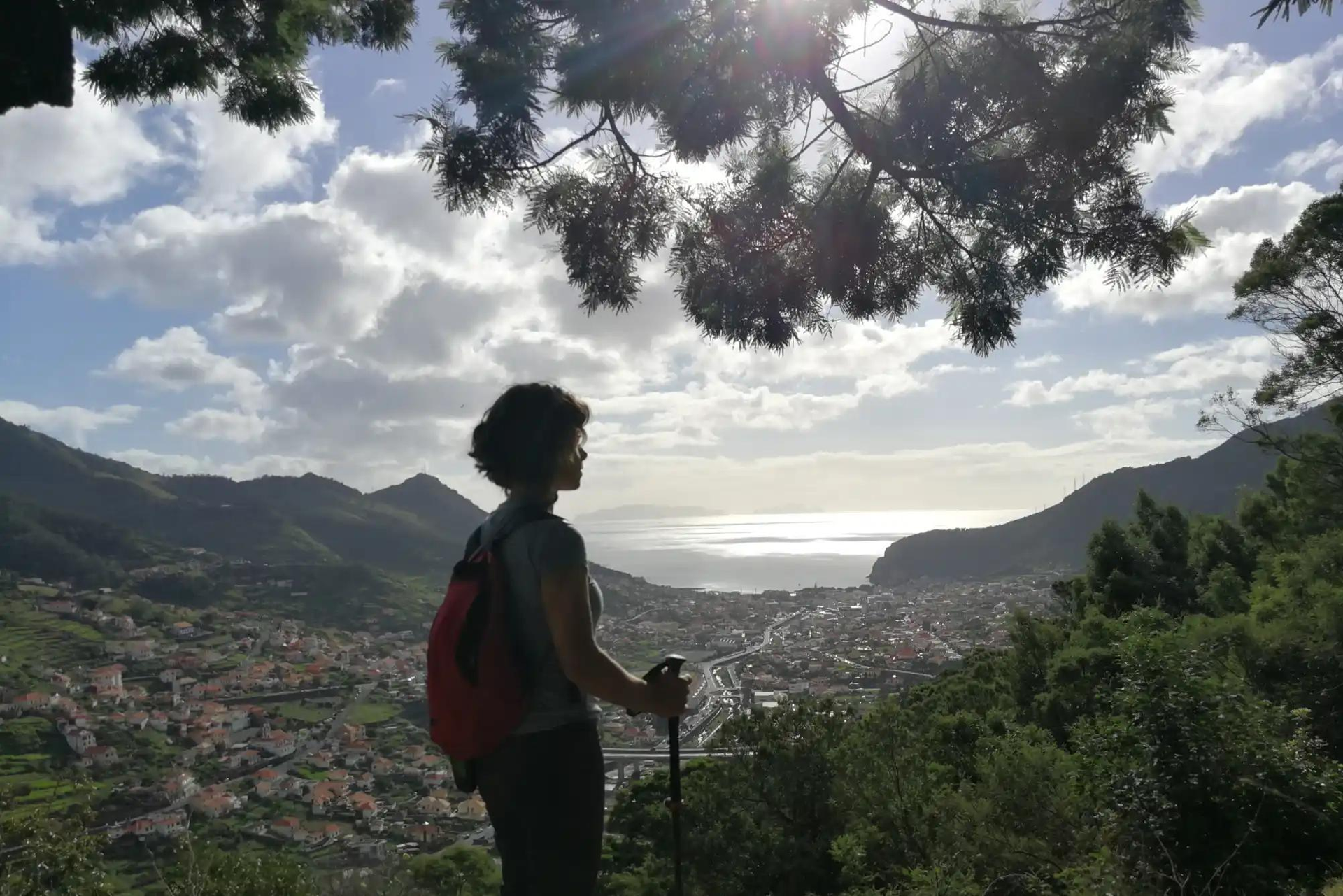 Walker overlooking Machico Bay, Madeira