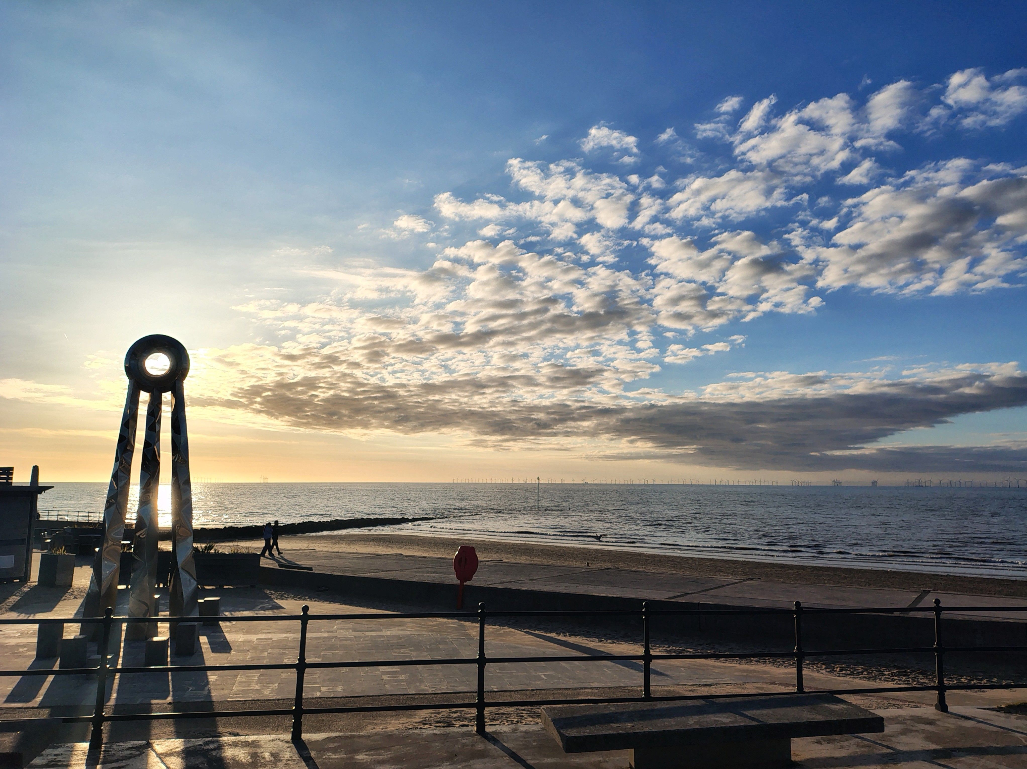 Offa’s Dyke Path finish monument beside the Irish Sea at Prestatyn.